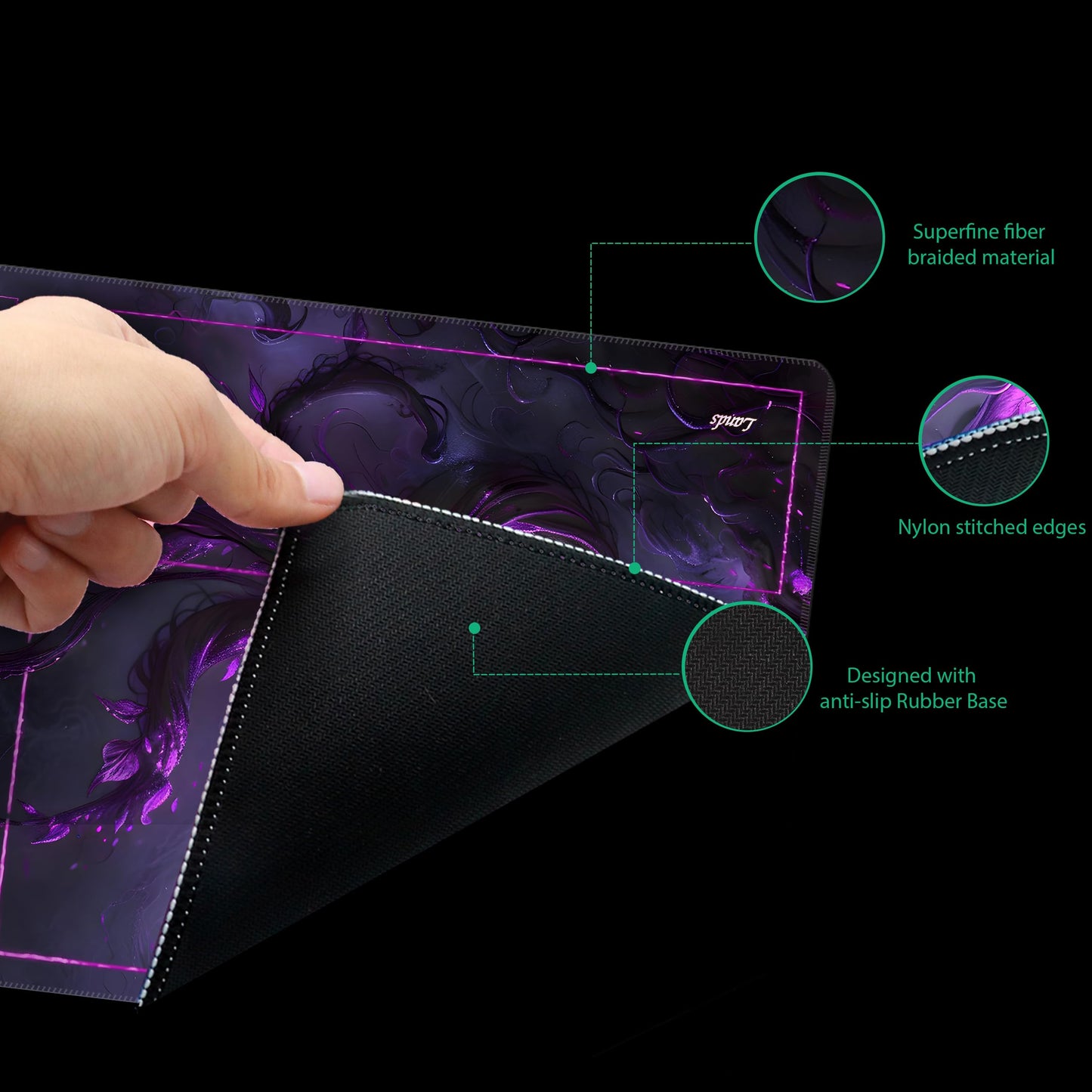 Extalas MTG Playmat 24x14in with Storage Tube & 7 Dice — Waterproof & Non-Slip