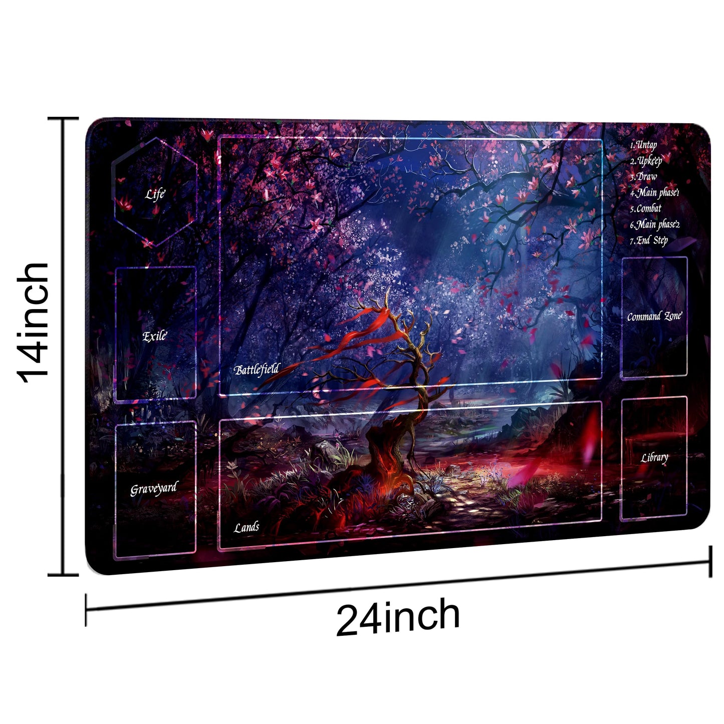 Extalas MTG Playmat 24x14 in – Edge-Locking, Non-Slip Surface, Bag & 14 Dice