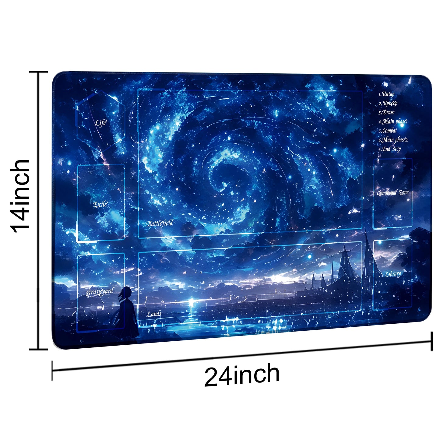 Extalas MTG Playmat Starry Sky – Edge-Locking, Waterproof & Non-Slip, Includes Bag & 14 Dice