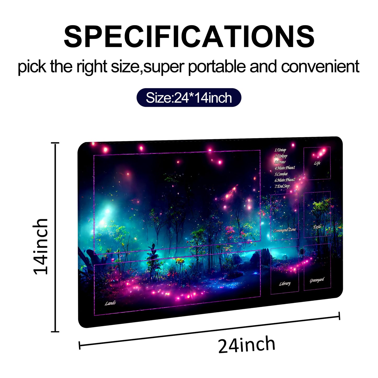 Extalas MTG Playmat with Zones – Non-Slip, Waterproof, Includes 7 Dice & Storage Tube