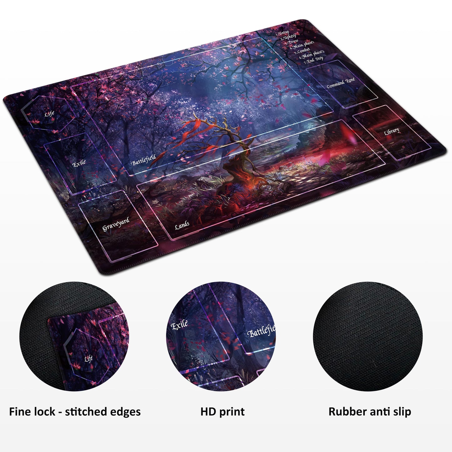 Extalas MTG Playmat 24x14 in – Edge-Locking, Non-Slip Surface, Bag & 14 Dice