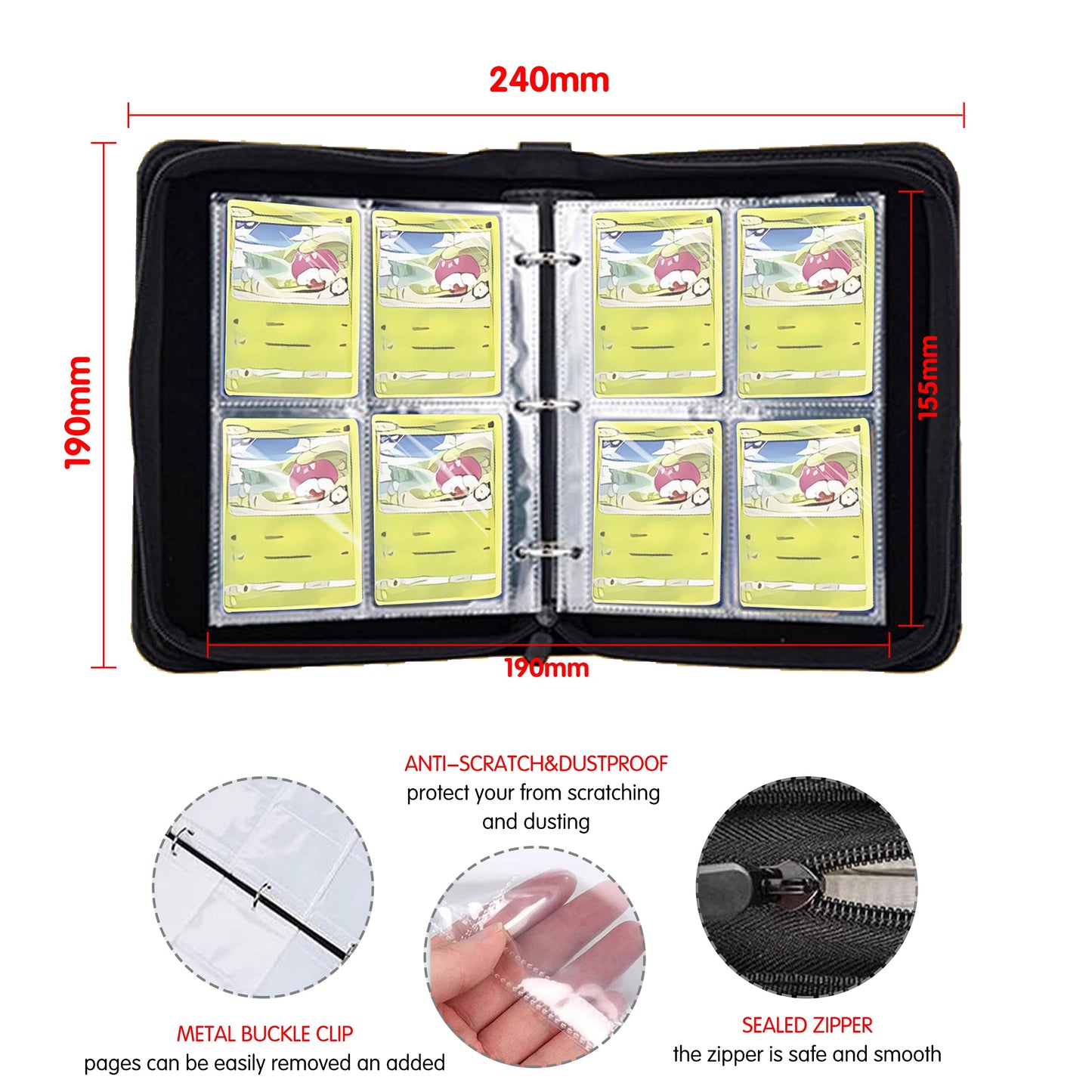 Extalas One Piece OPCG Playmat 24x24 in – Binder Set, 400+ Card Capacity, Waterproof Nonslip