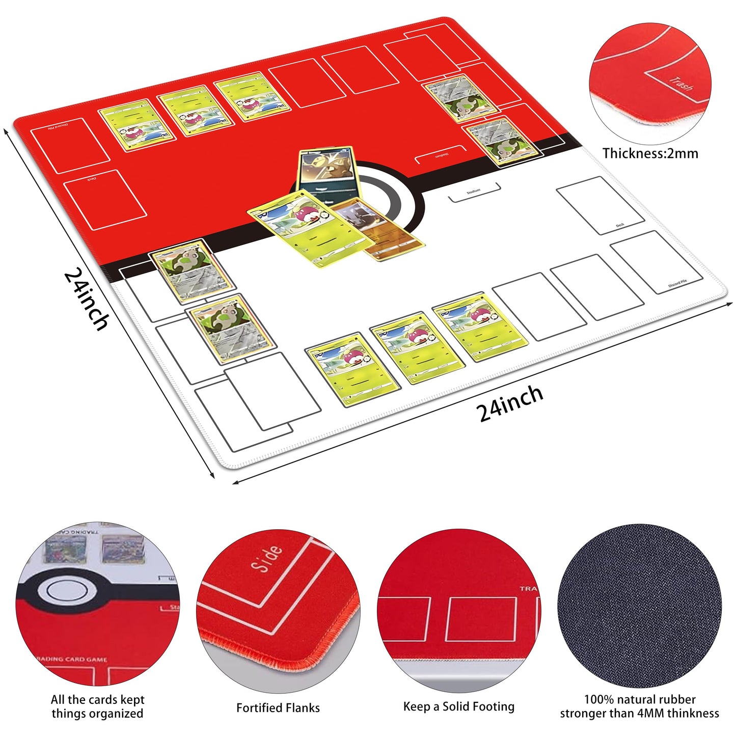 Extalas Playmat for Trading Card Game – 2-Player Trainer Mat with 31 Damage Counters & Storage Bag