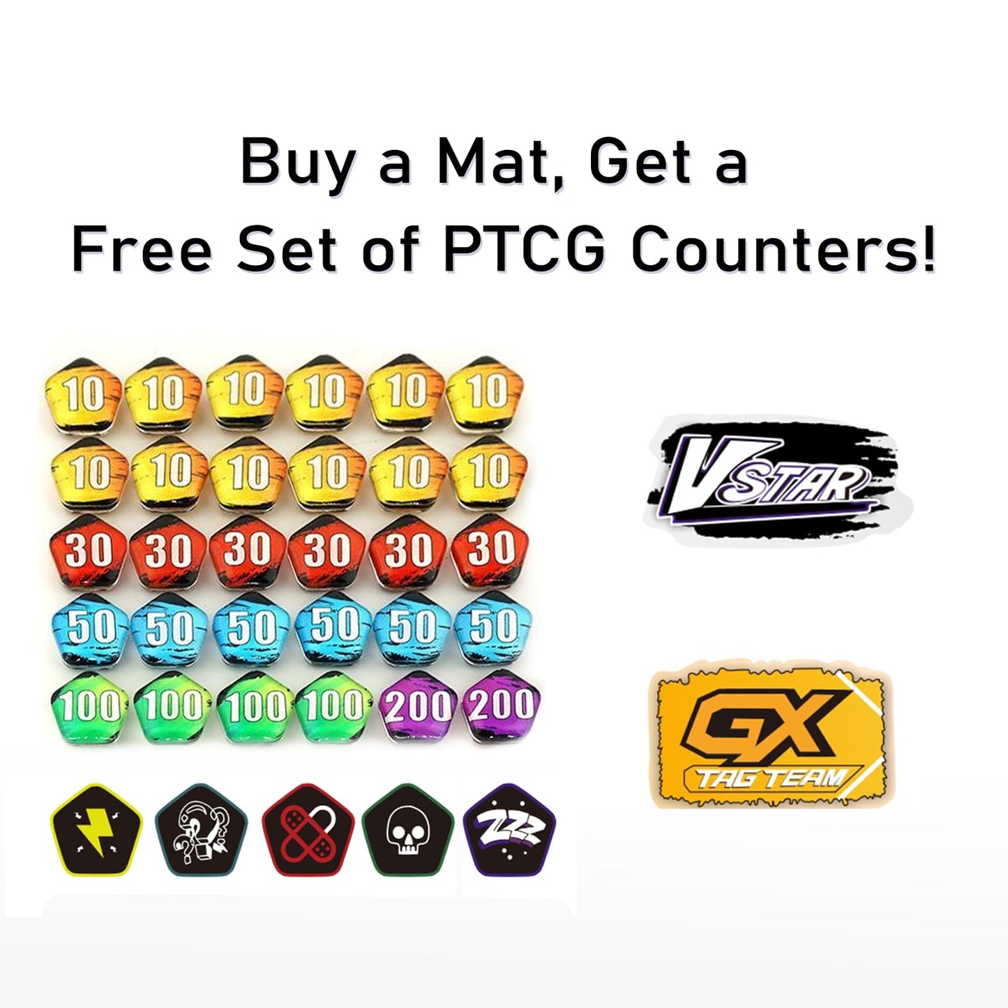 Extalas Playmat for Trading Card Game – 2-Player Trainer Mat with 37 Damage Counters & Storage Bag