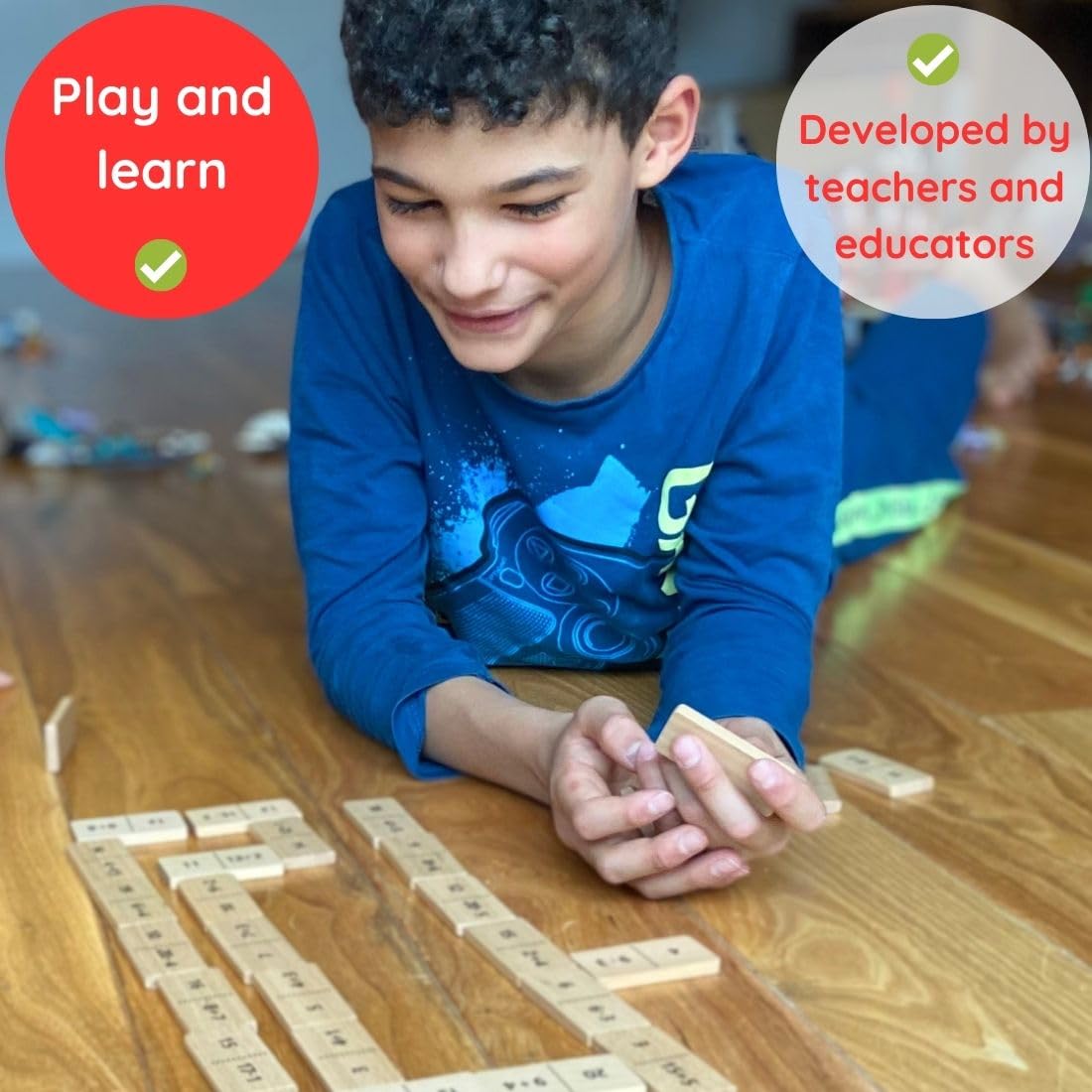 Extasticks Mathomino: Wooden Multiplication Domino Game for Times Tables