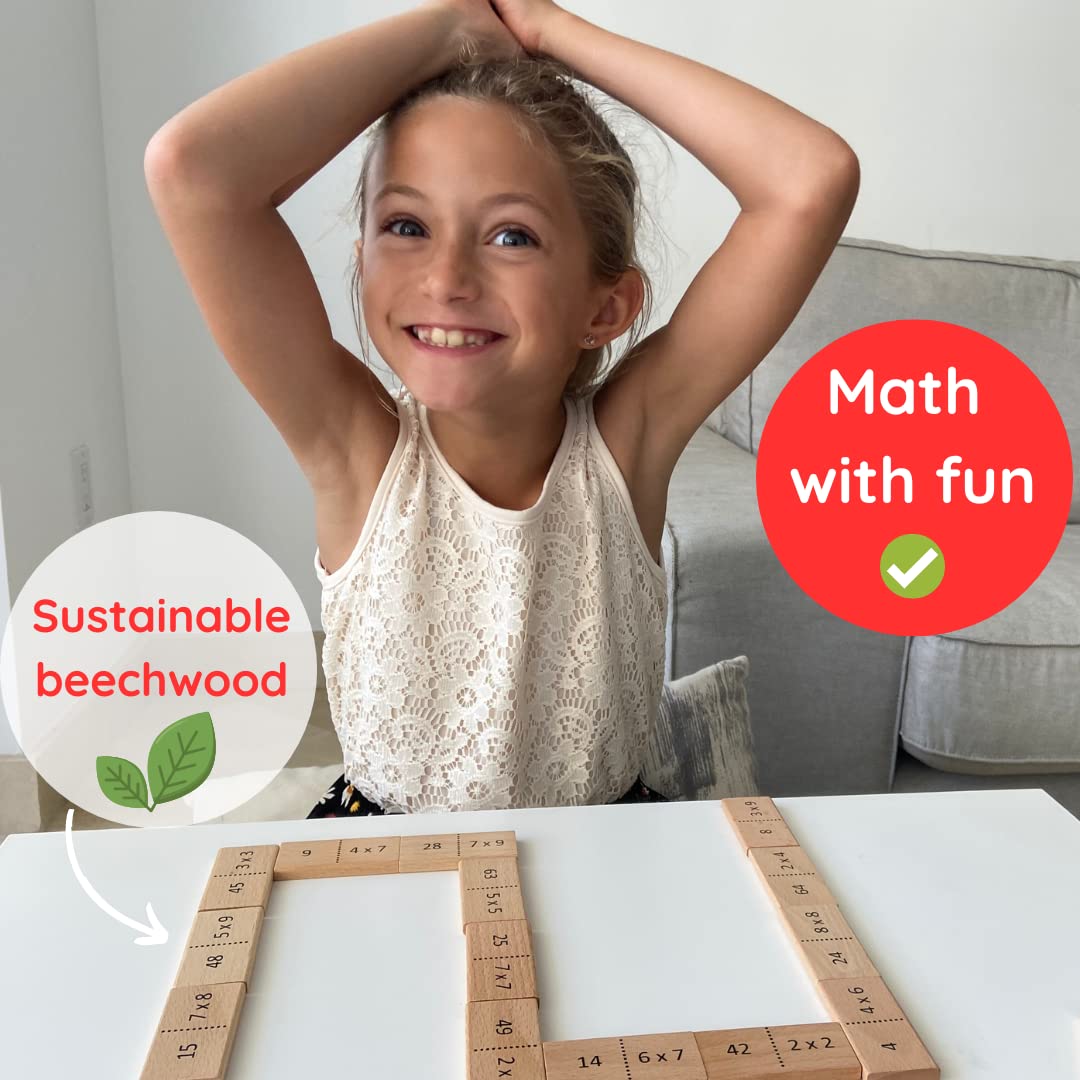 Extasticks Mathomino: Wooden Multiplication Domino Game for Times Tables