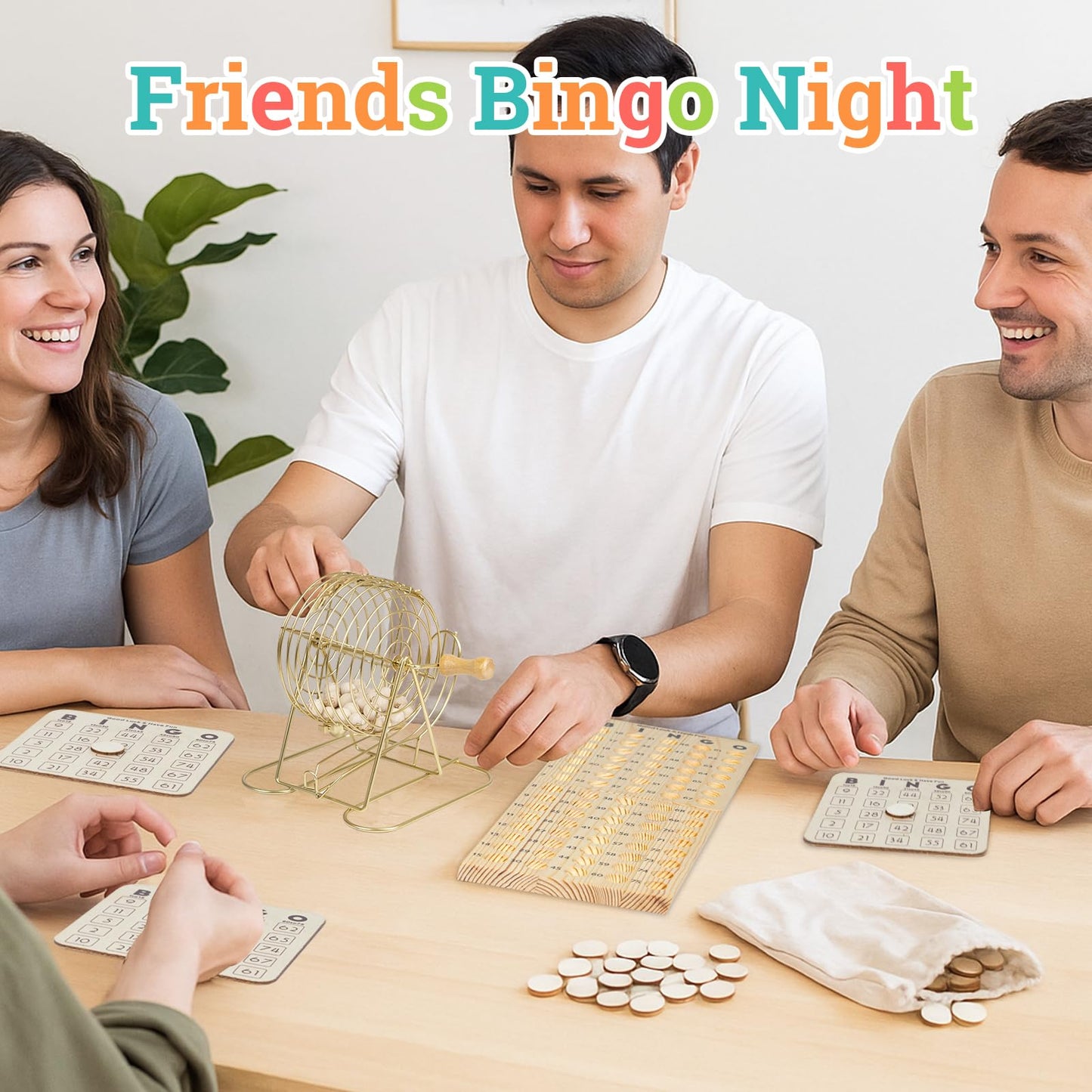 Extguds Wooden Bingo Game Set – Deluxe 7in Cage, 78 Balls, 15 Cards, 400 Chips & Storage Bag