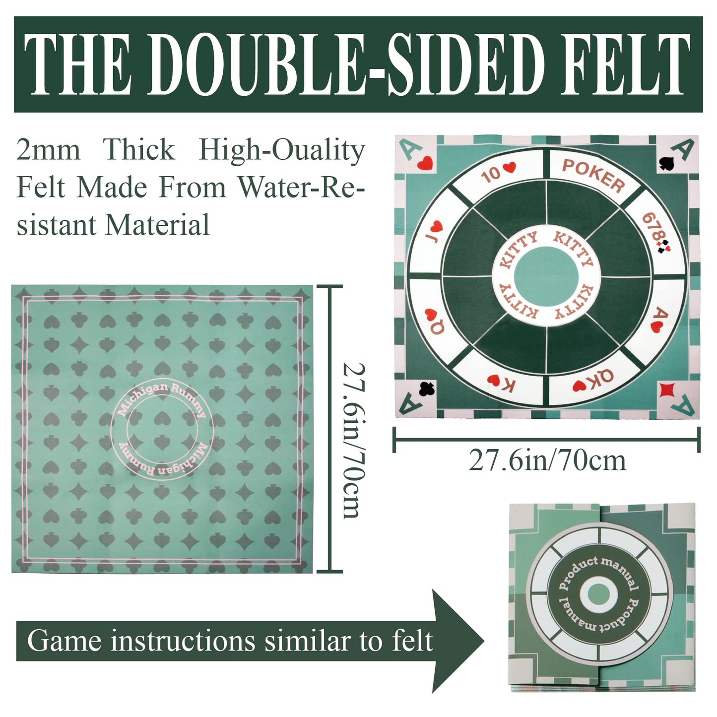 Extguds Michigan Rummy Deluxe Board Game Set – Felt Mat, 200 Chips, Poker Deck