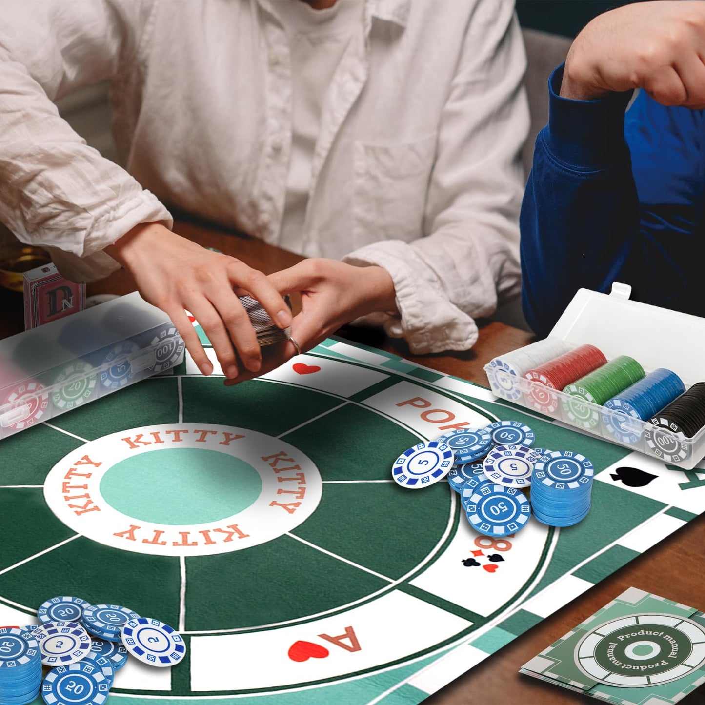 Extguds Michigan Rummy Deluxe Board Game Set – Felt Mat, 200 Chips, Poker Deck