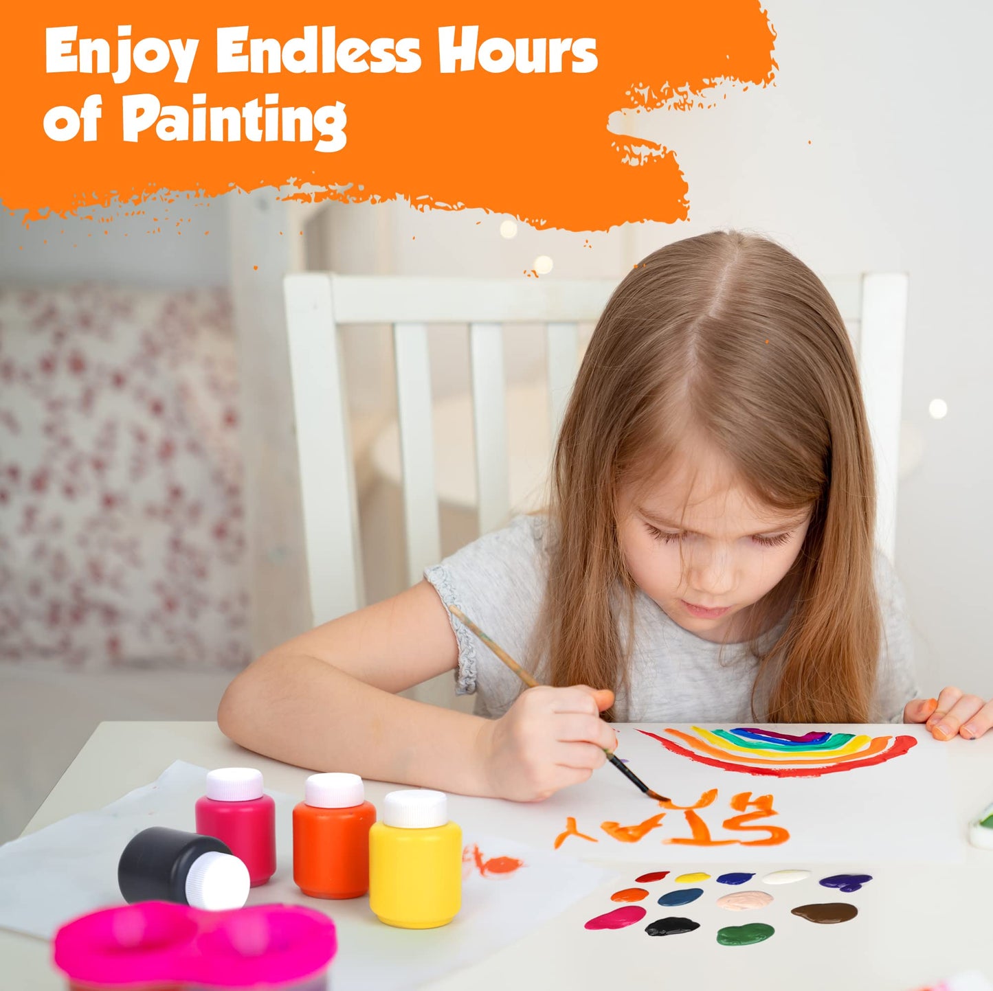 EXTRIC Washable Kids Paint – 8 Color Non-Toxic Tempera, 2 oz Bottles