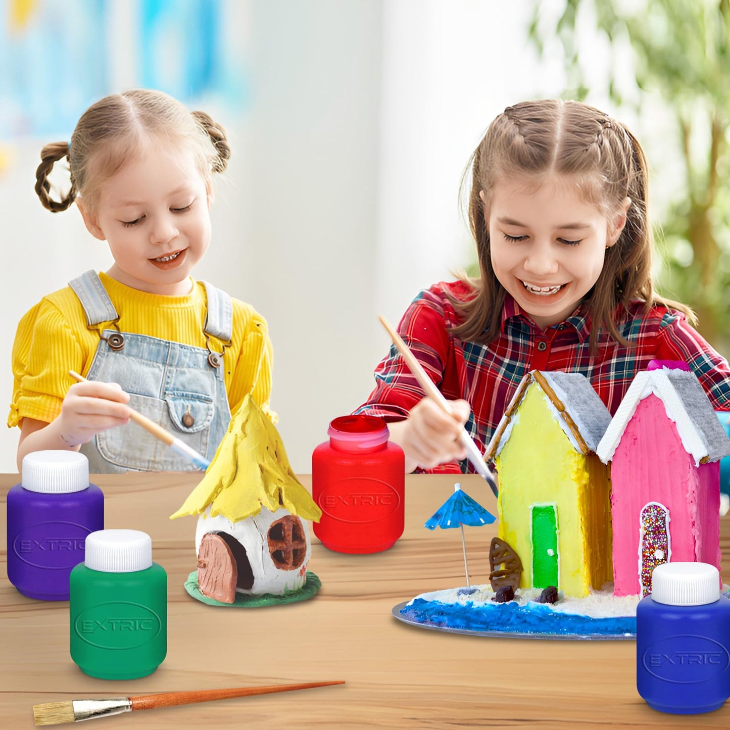 EXTRIC Washable Kids Paint – 8 Color Non-Toxic Tempera, 2 oz Bottles