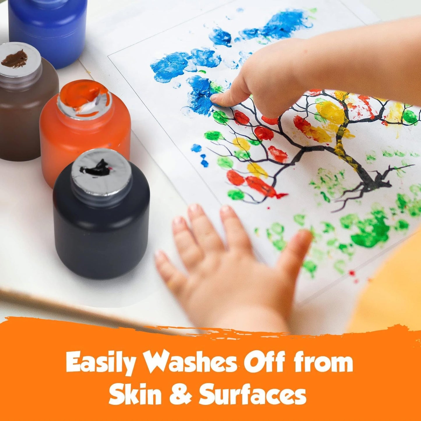 EXTRIC Washable Kids Paint – 8 Color Non-Toxic Tempera, 2 oz Bottles