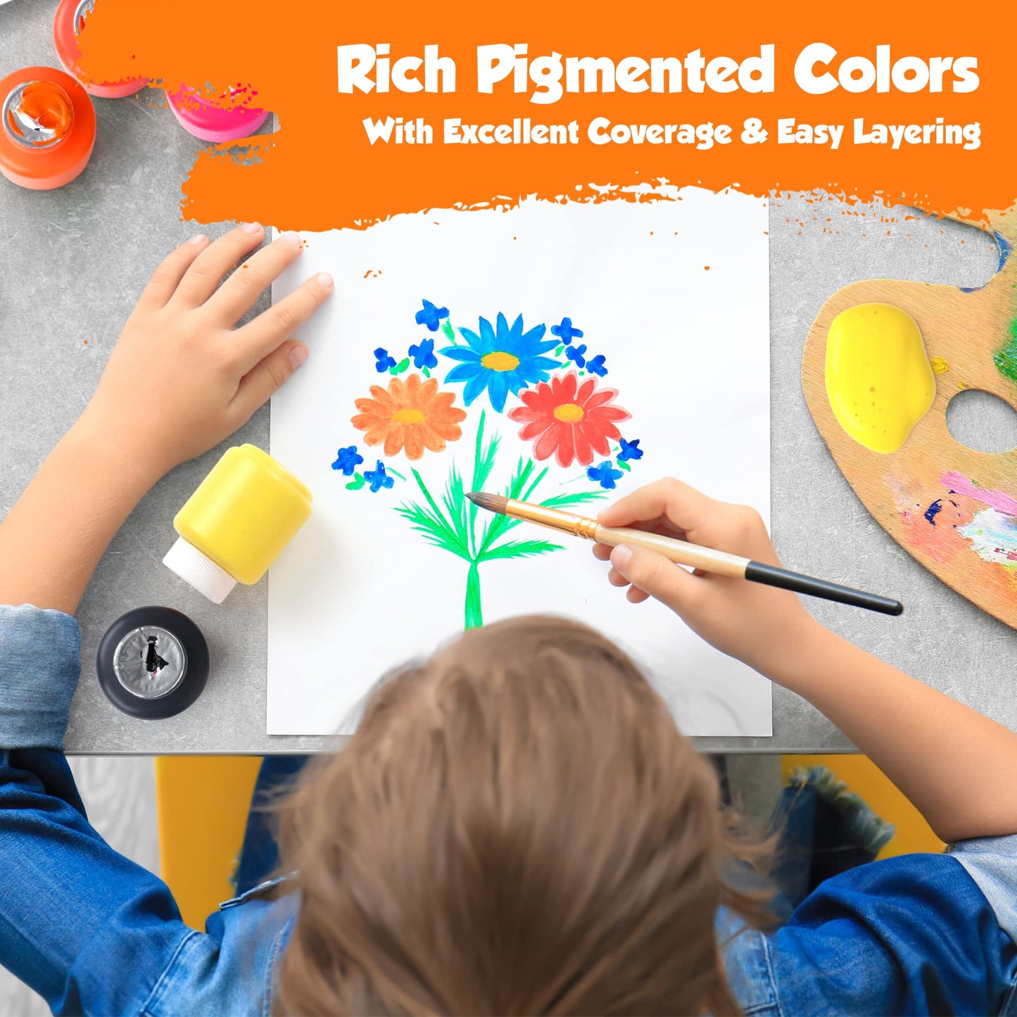 EXTRIC Washable Kids Paint – 8 Color Non-Toxic Tempera, 2 oz Bottles