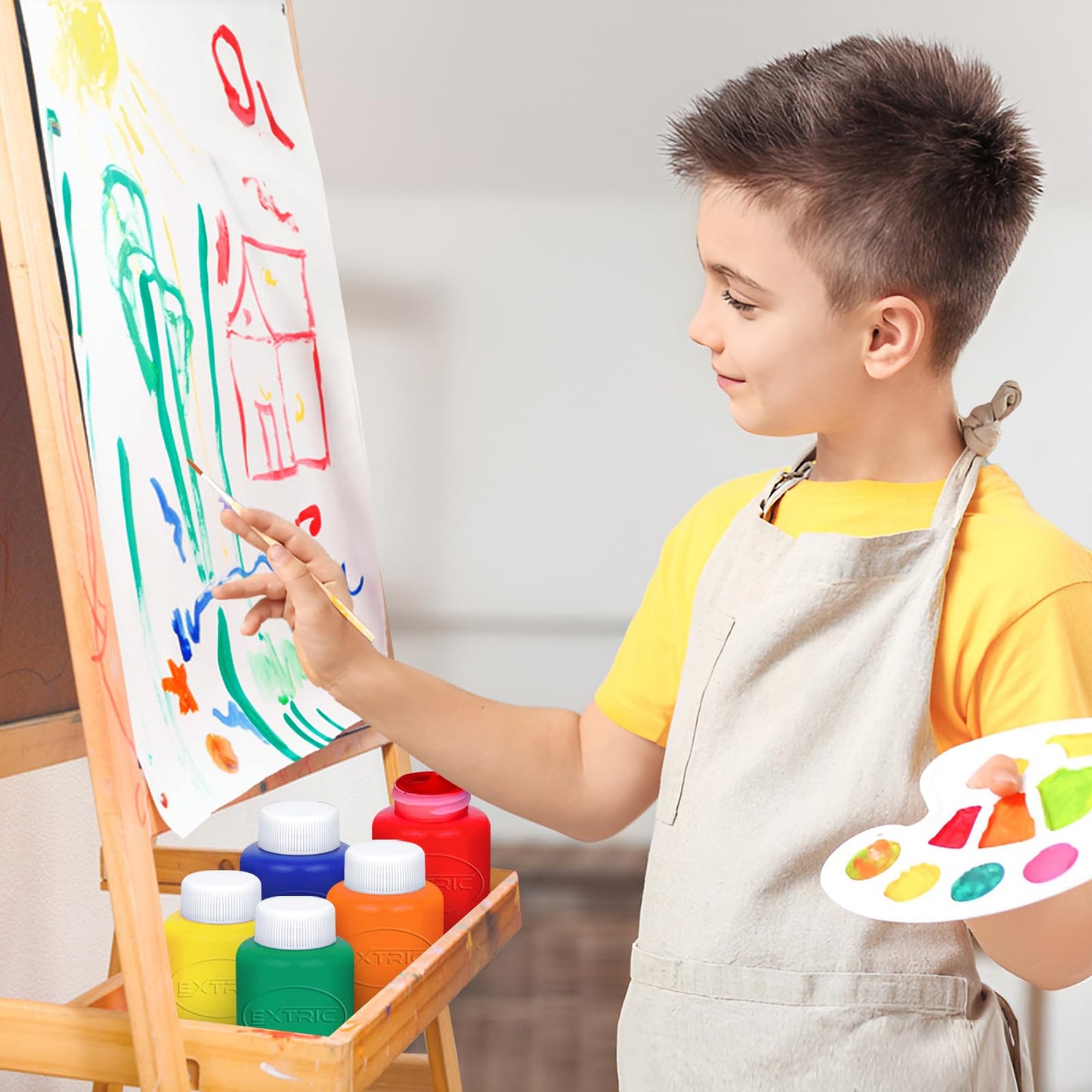 EXTRIC Washable Kids Paint – 8 Color Non-Toxic Tempera, 2 oz Bottles