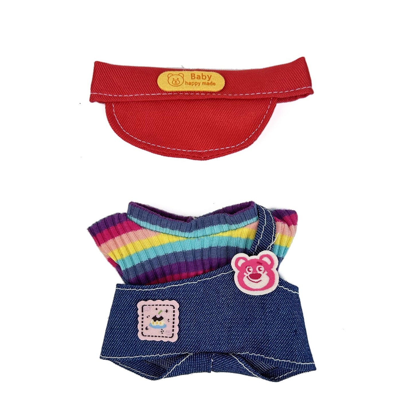 Eyancotoi 17cm Doll Clothes Set – Hat, Top, Suspenders & Pants (Style 12)