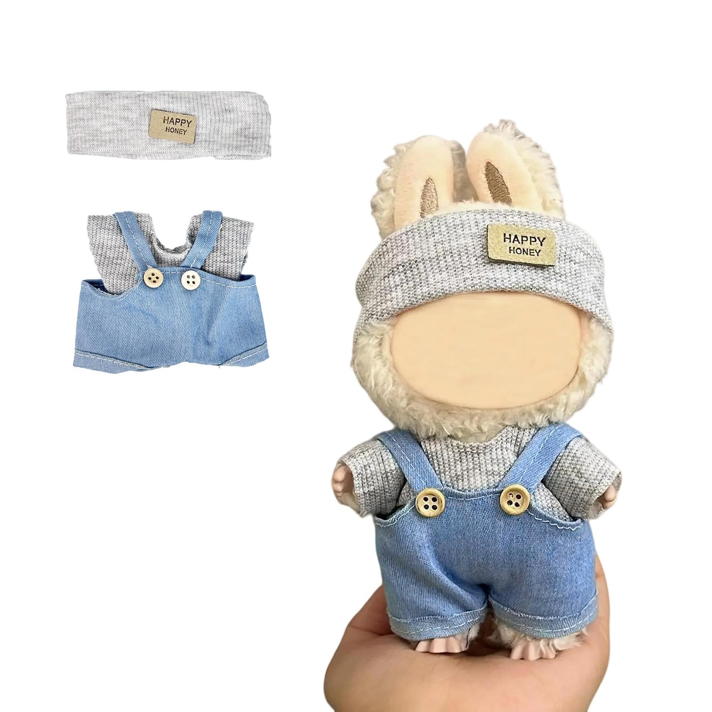 Eyancotoi 17cm Doll Clothes Set – Hat, Sweater & Suspenders (Style 5)