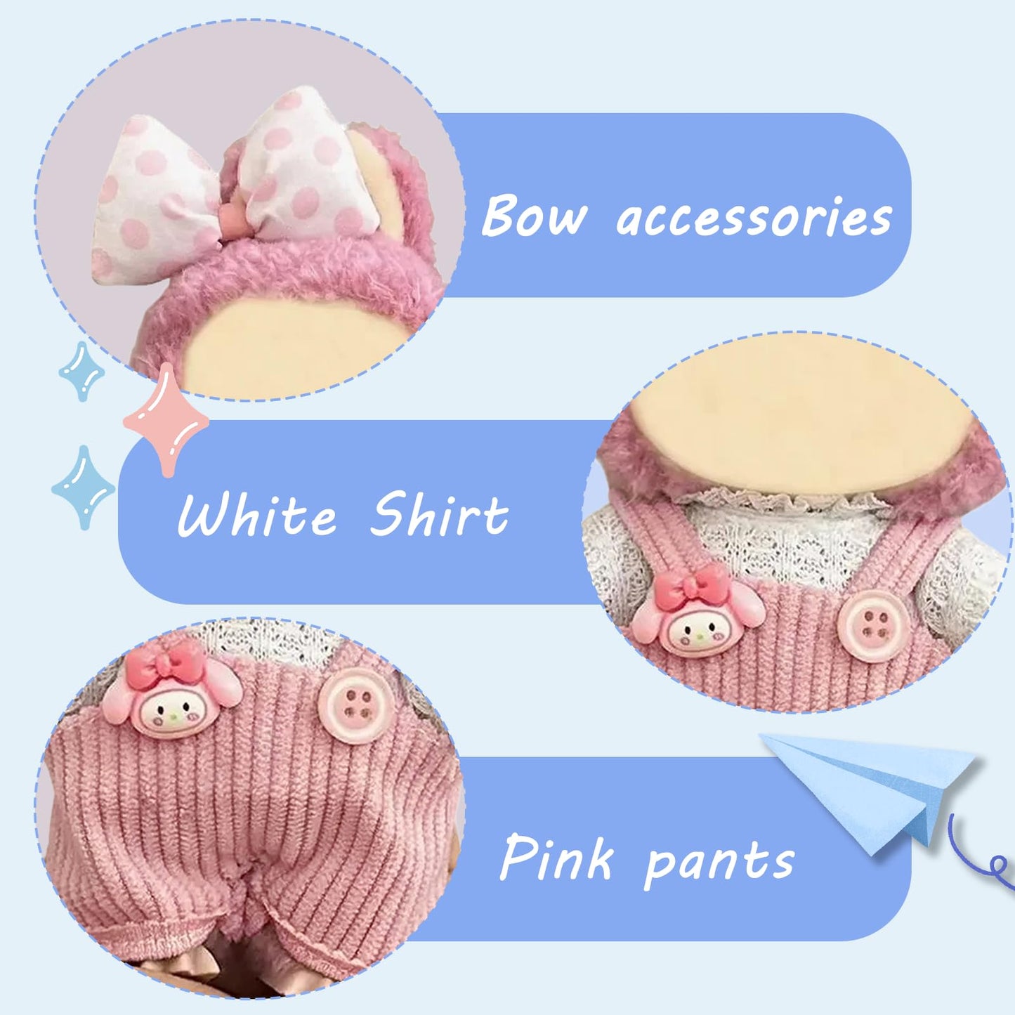 Eyancotoi 17cm Doll Clothes - Style 8 Top, Suspenders & Hair Clip Set