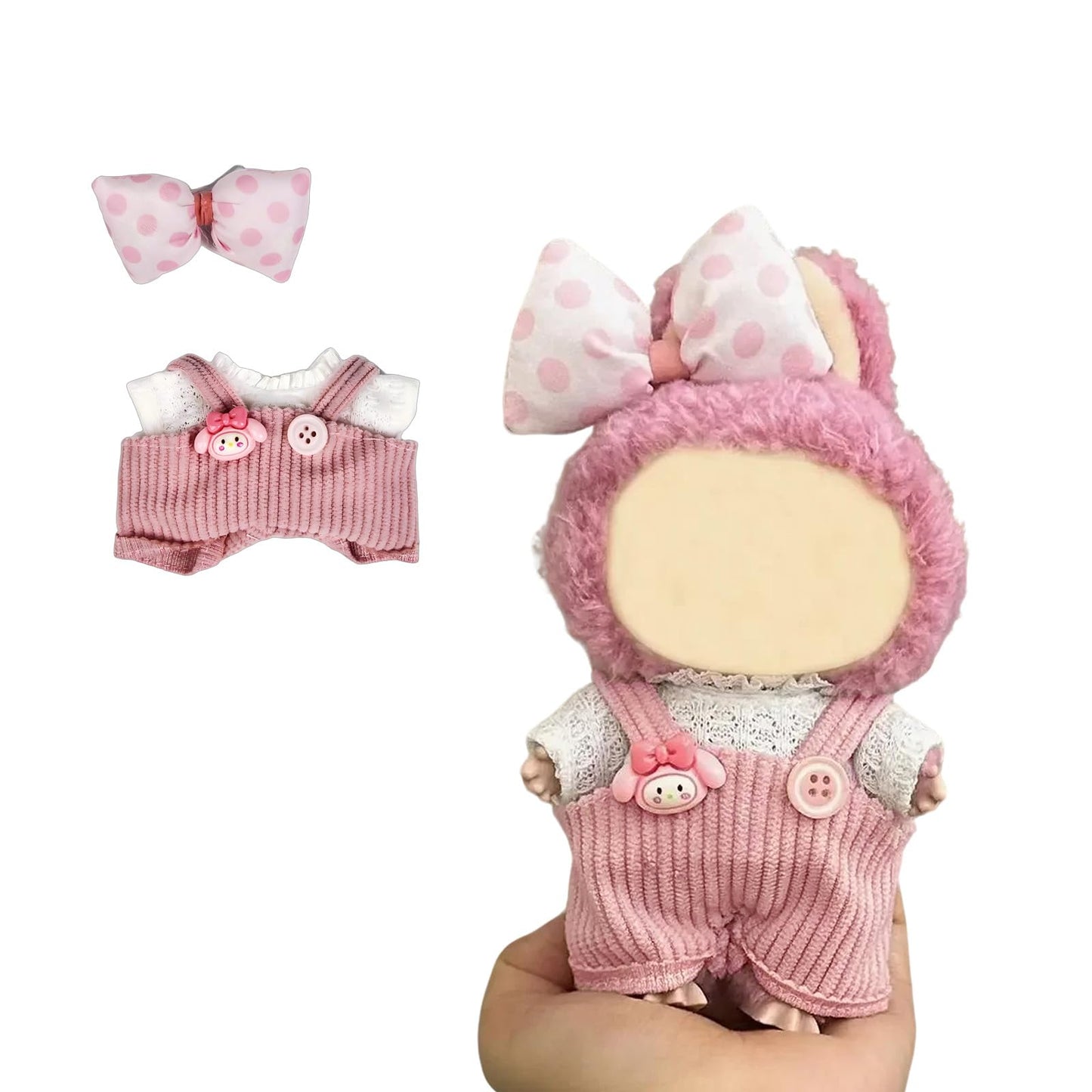 Eyancotoi 17cm Doll Clothes - Style 8 Top, Suspenders & Hair Clip Set