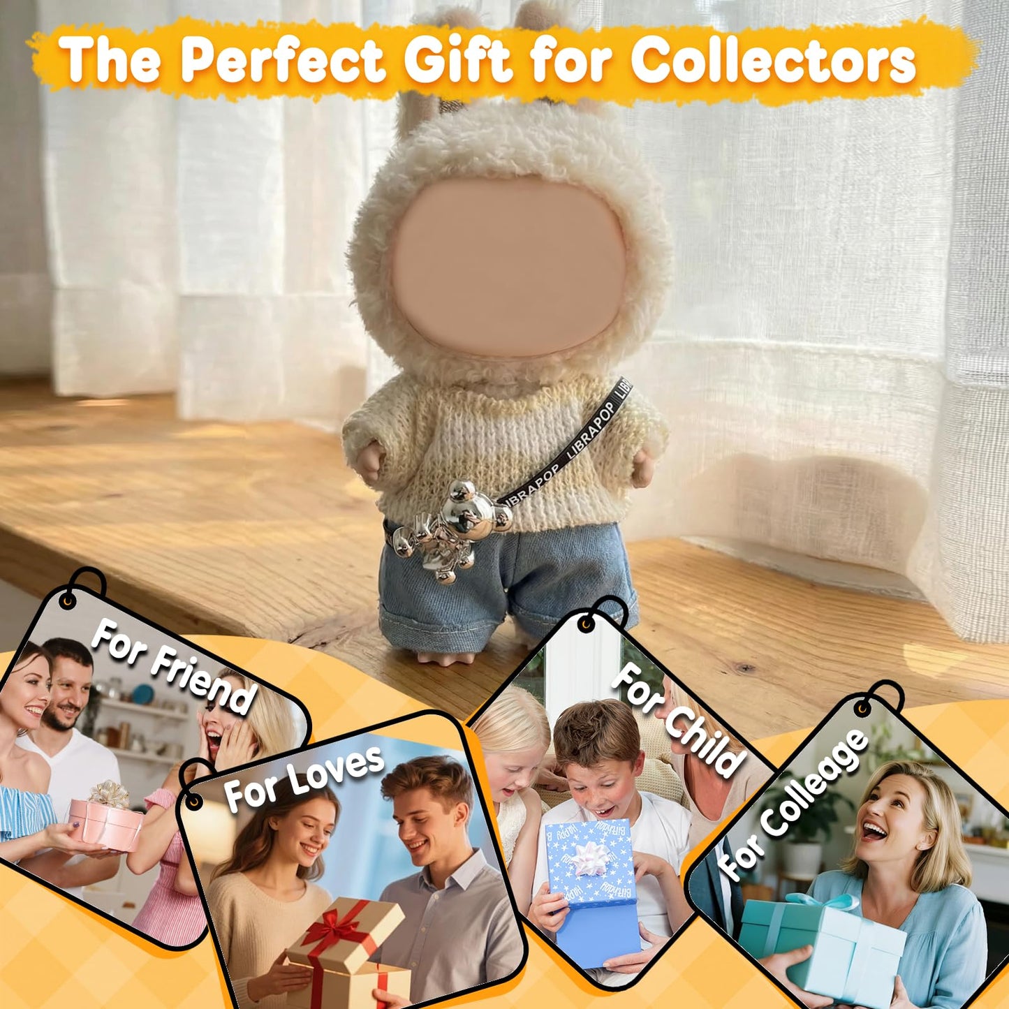 Eyancotoi 17cm Doll Clothes Set – Sweater, Denim Jeans & Pants for 17 cm Dolls (Style 4)