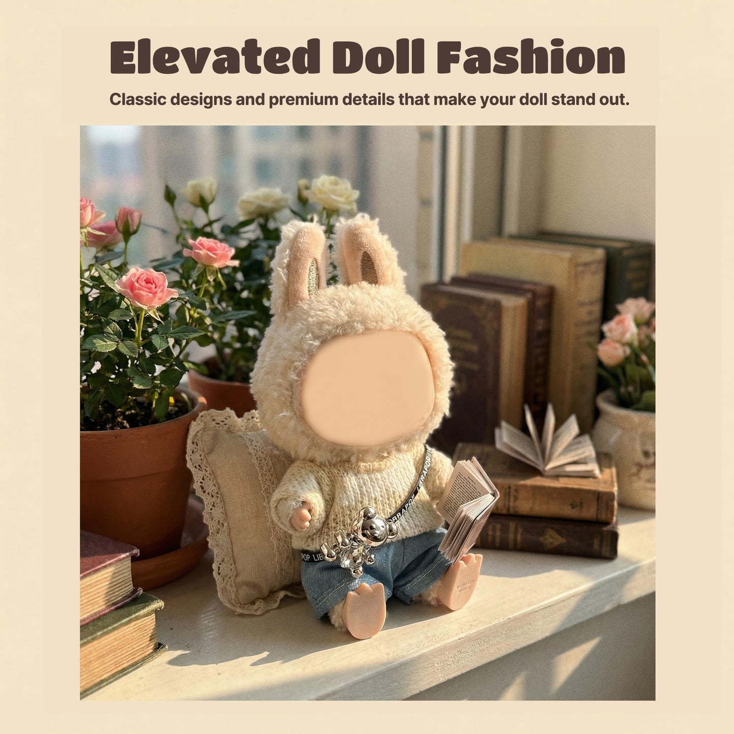 Eyancotoi 17cm Doll Clothes Set – Sweater, Denim Jeans & Pants for 17 cm Dolls (Style 4)