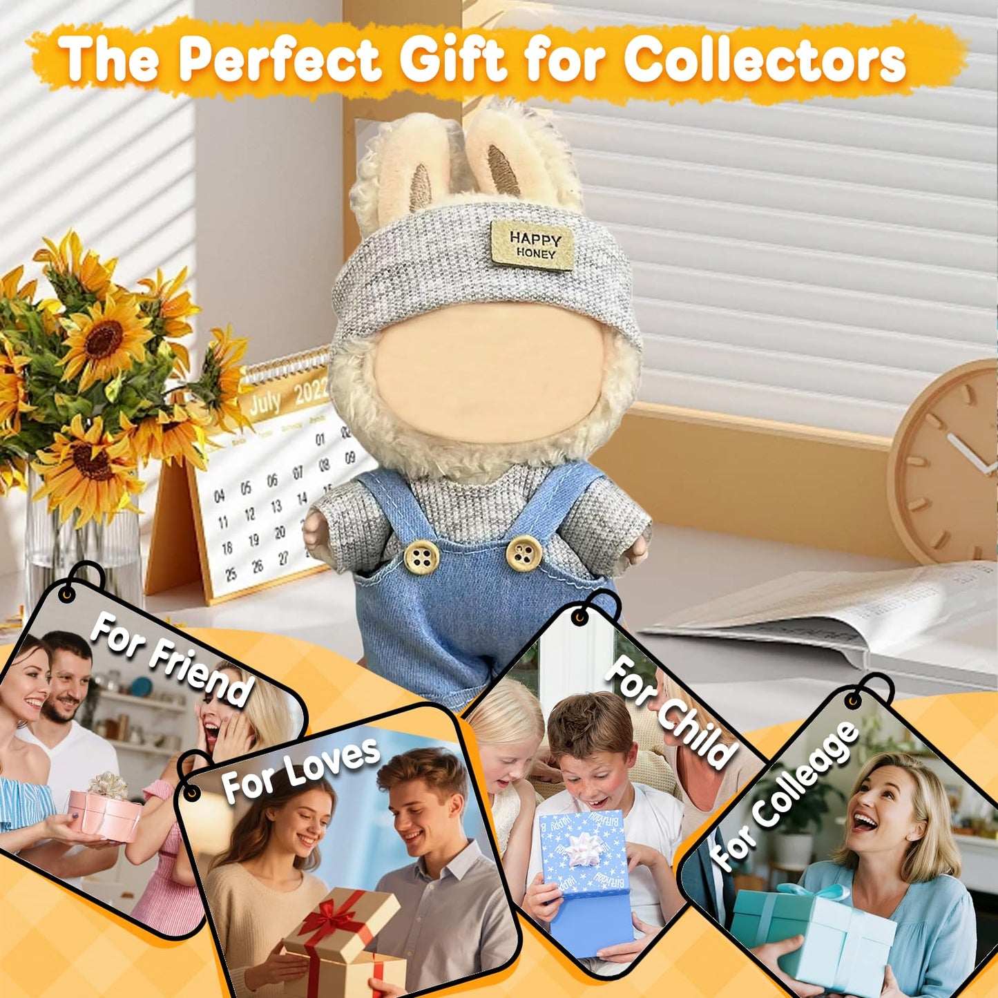 Eyancotoi 17cm Doll Clothes Set – Hat, Sweater & Suspenders (Style 5)