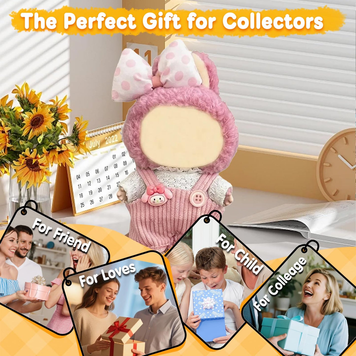 Eyancotoi 17cm Doll Clothes - Style 8 Top, Suspenders & Hair Clip Set