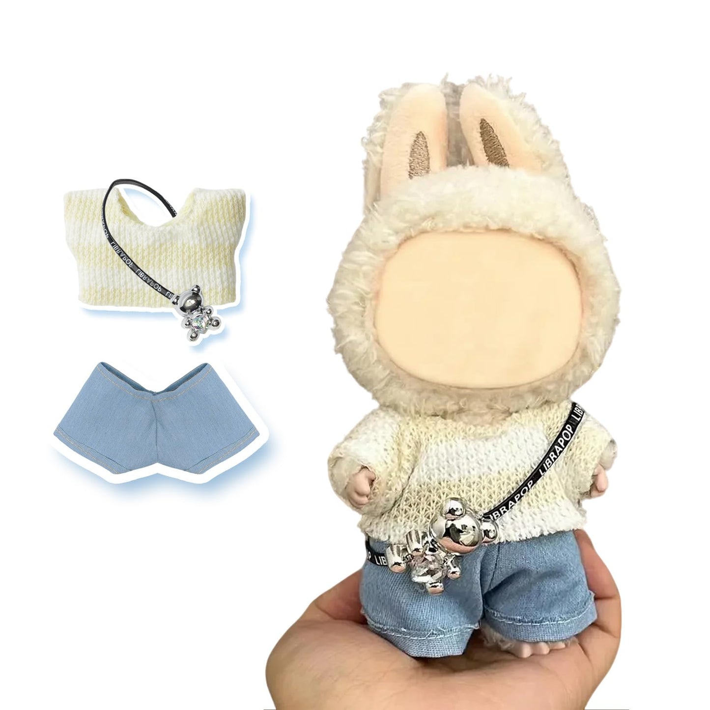 Eyancotoi 17cm Doll Clothes Set – Sweater, Denim Jeans & Pants for 17 cm Dolls (Style 4)