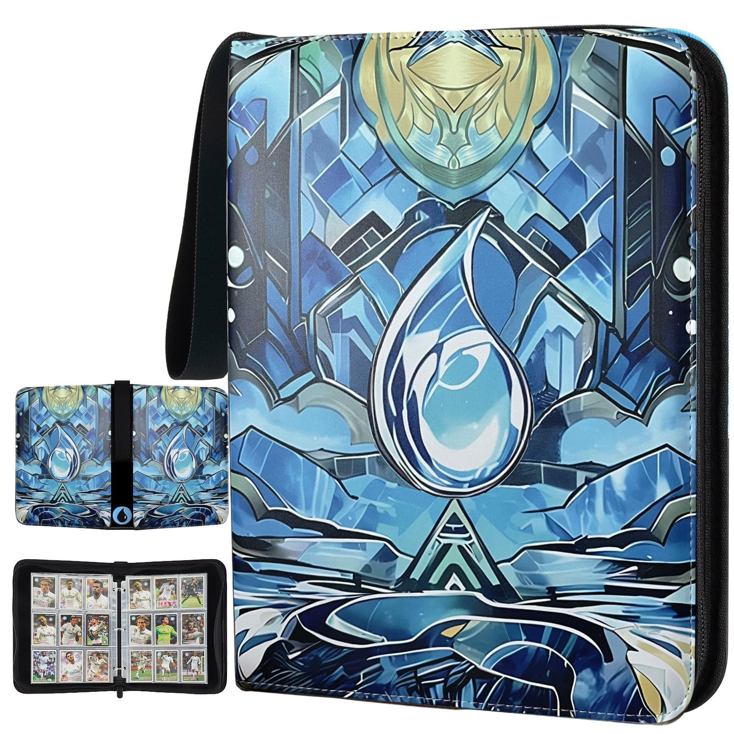 EYEGLEAM Card Binder – 9-Pocket Blue Binder for MTG/TCG, Holds 720 Cards, Premium PU Leather