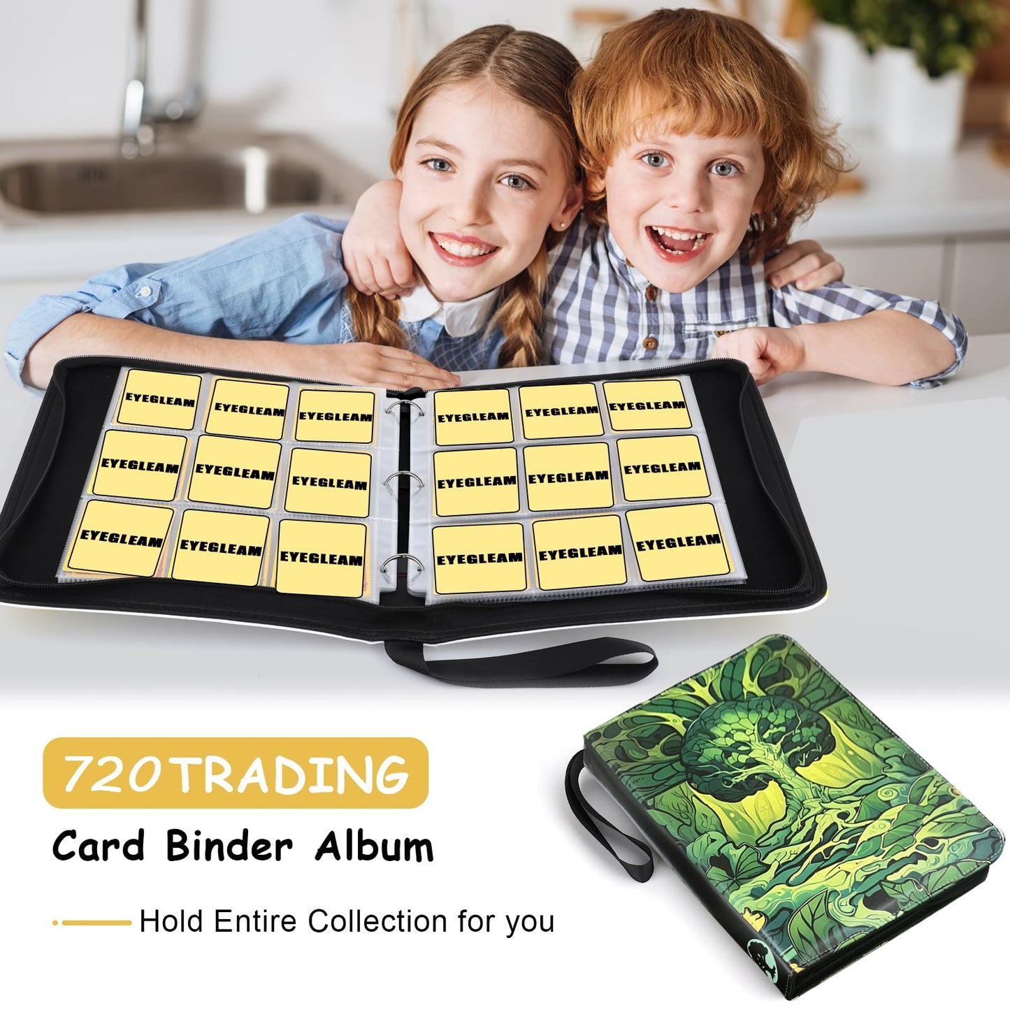 EYEGLEAM Card Binder – 720-Card, 9-Pocket Album for MTG/TCG (Green)