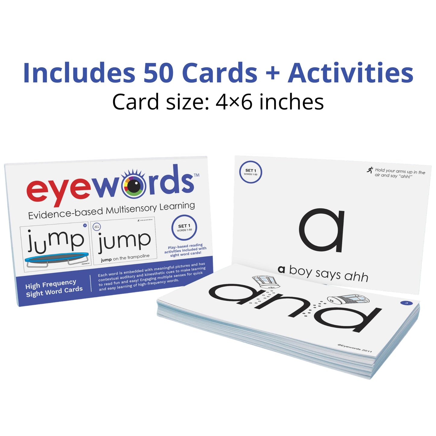 Eyewords Sight Word & Phonics Flash Cards Set 1: High-Frequency Words 1-50 | Kinesthetic Learning
