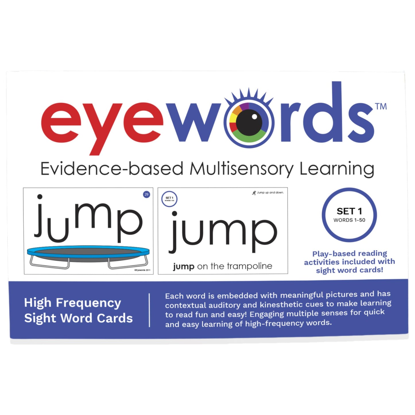 Eyewords Sight Word & Phonics Flash Cards Set 1: High-Frequency Words 1-50 | Kinesthetic Learning