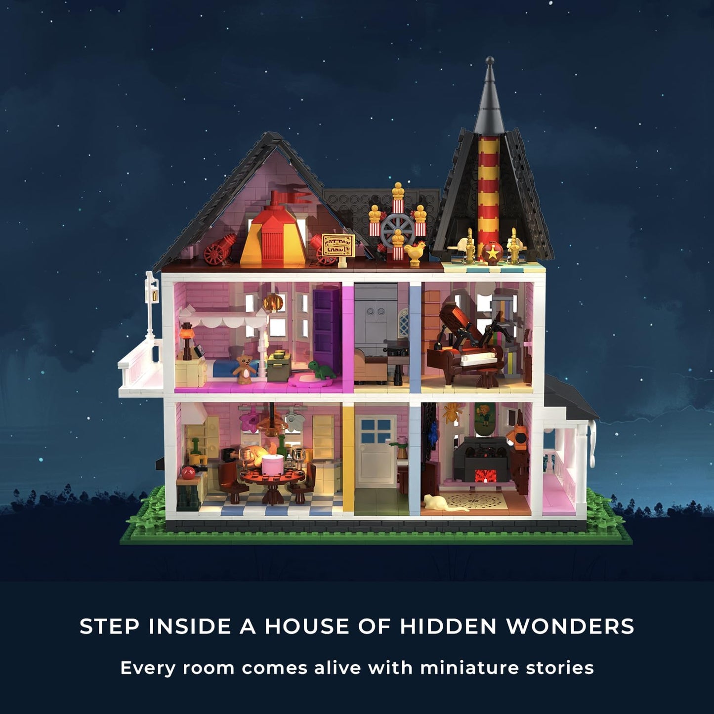 EYICA Pink Palace House Building Kit — 2,194-Piece Movie-Inspired Display