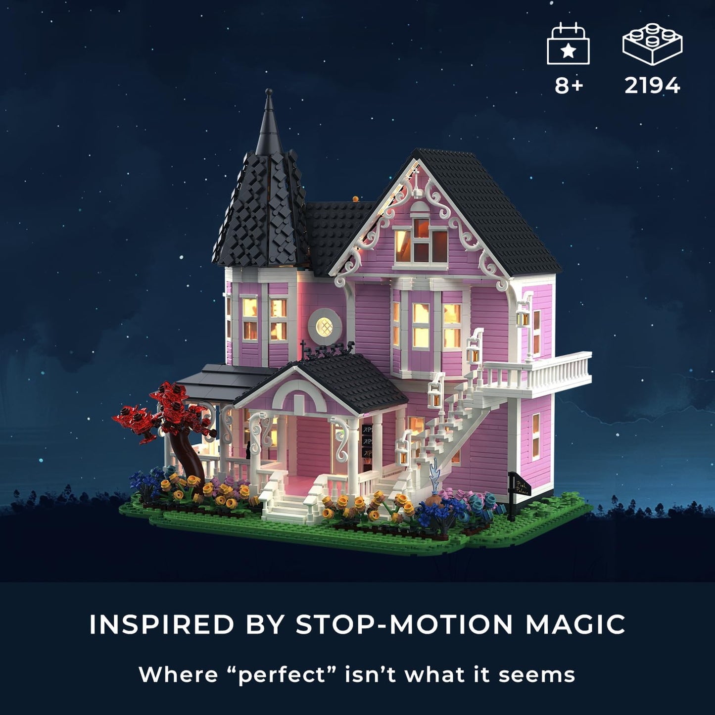 EYICA Pink Palace House Building Kit — 2,194-Piece Movie-Inspired Display