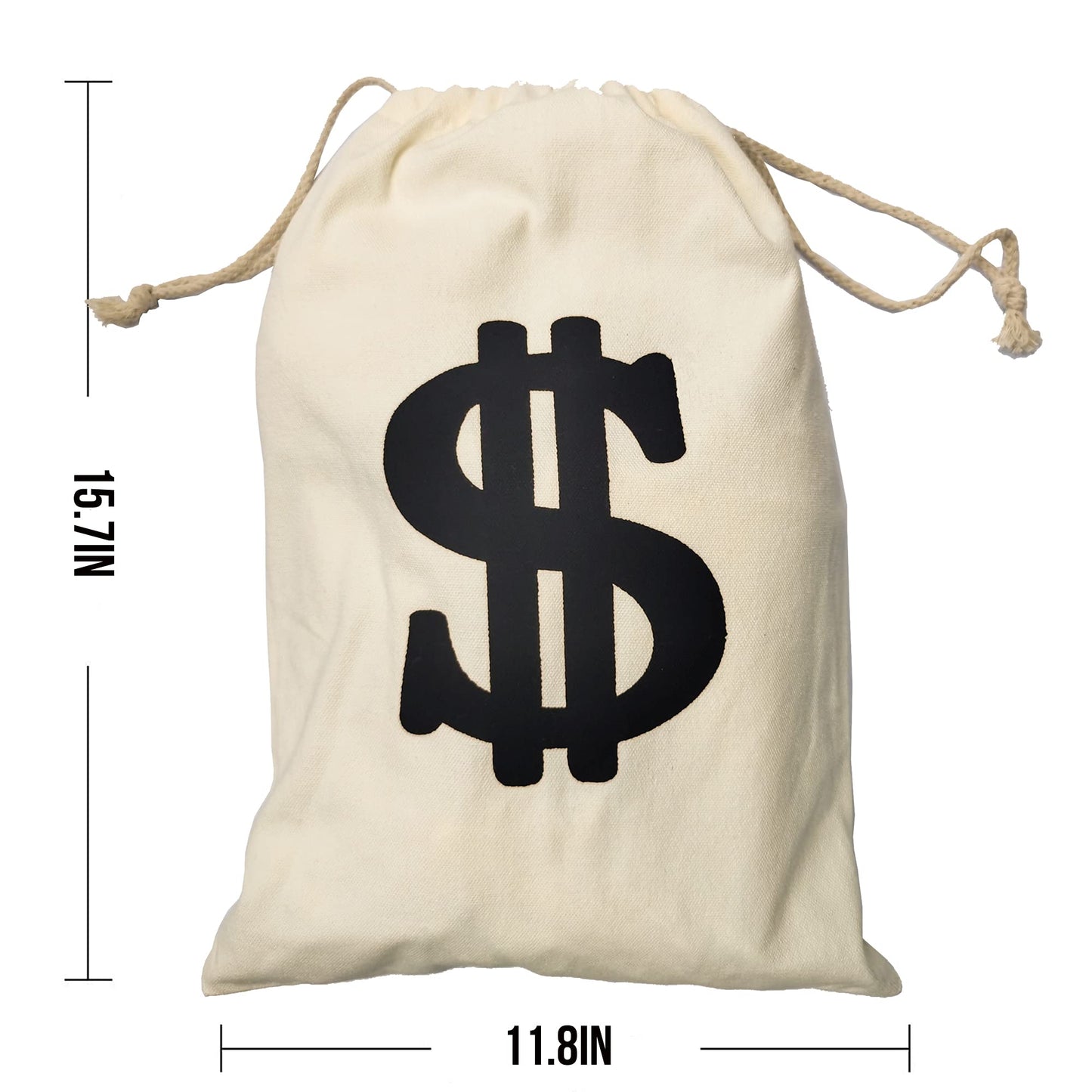 Eyllaaoo 2-Pack Canvas Money Bags with Drawstring Closure and Dollar Sign Design
