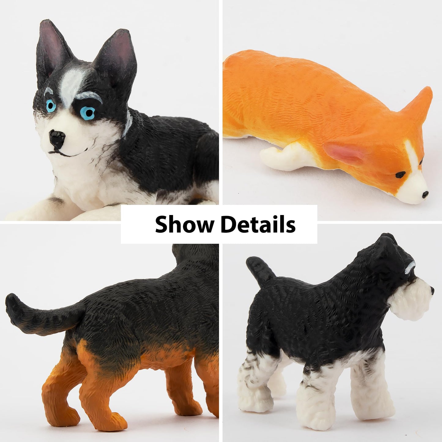 EYSCOTA 12PCS Dog Figurines Playset | Realistic Hand-Painted Puppy Figures