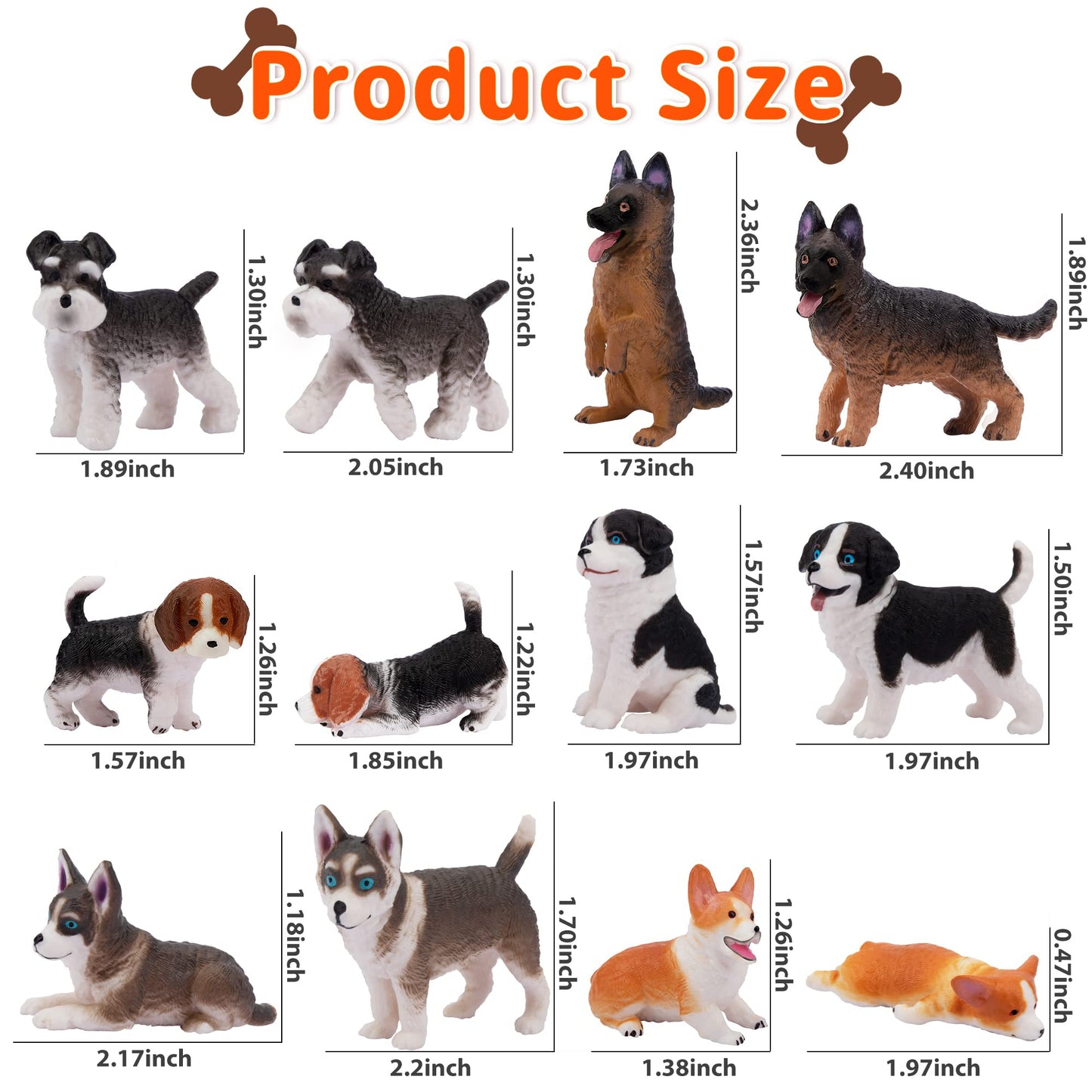 EYSCOTA 12PCS Dog Figurines Playset | Realistic Hand-Painted Puppy Figures