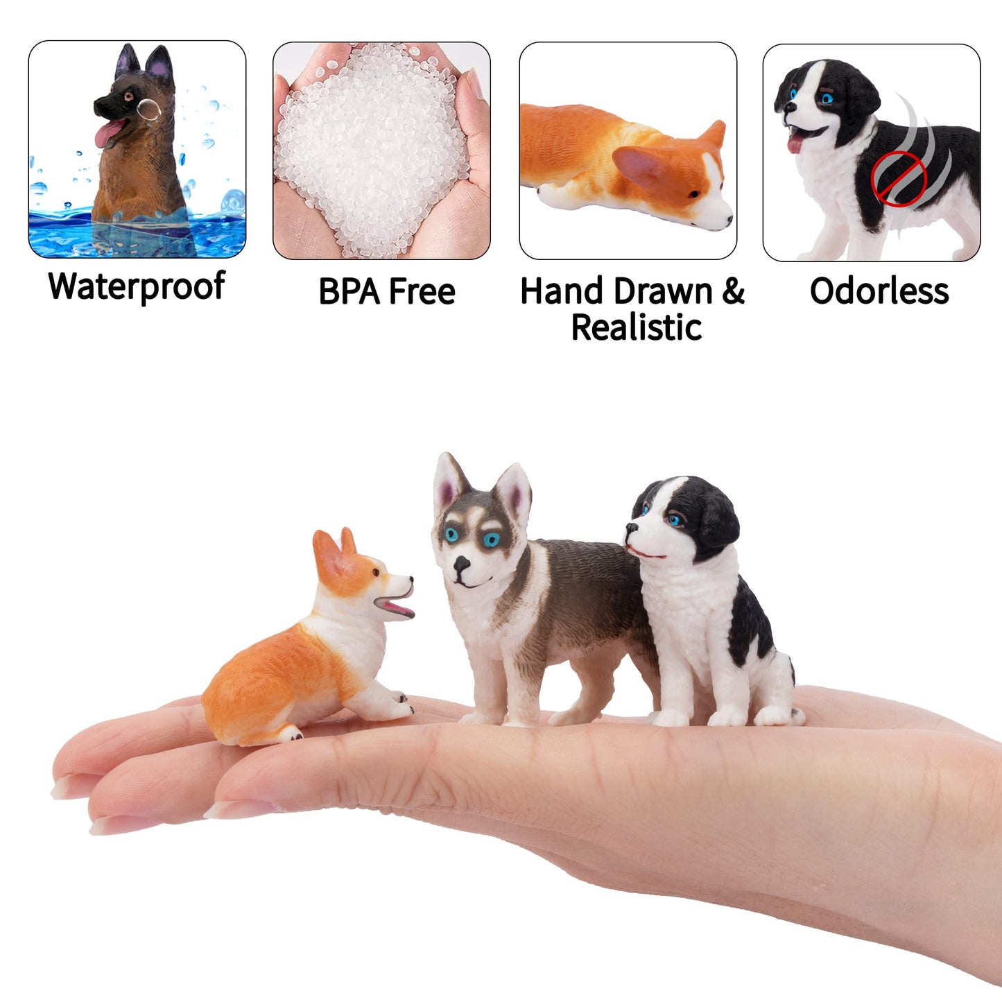 EYSCOTA 12PCS Dog Figurines Playset | Realistic Hand-Painted Puppy Figures