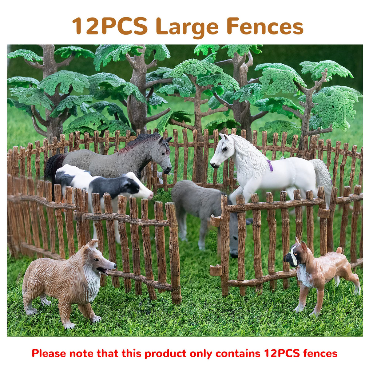 EYSCOTA Realistic Toy Fence – Large Corral Fencing Panel Playset for Horses & Farm Figurines