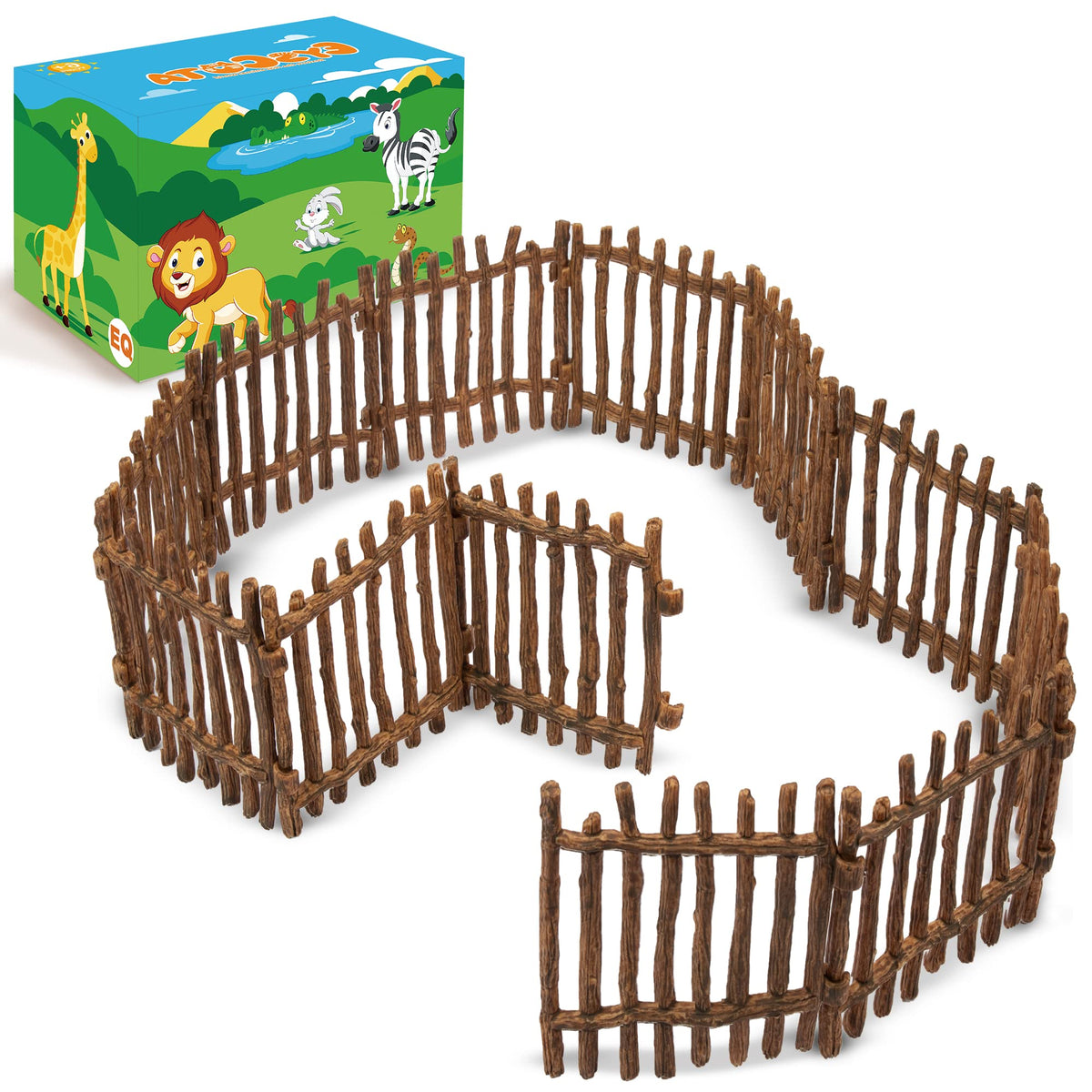 EYSCOTA Realistic Toy Fence – Large Corral Fencing Panel Playset for Horses & Farm Figurines