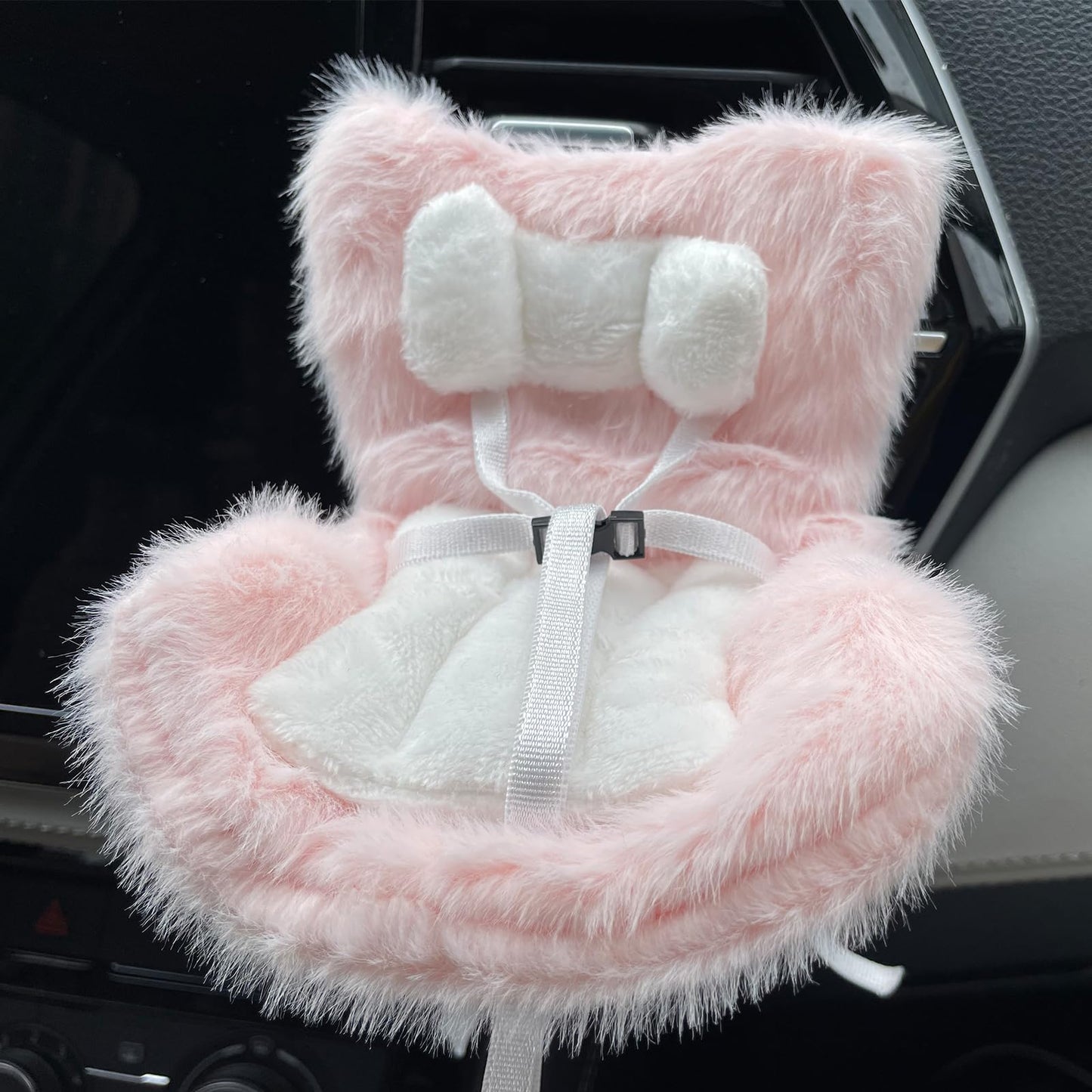 Ezcora Pink Doll Car Seat with Air-Vent Clip & Desktop Display Leg (10–17cm)
