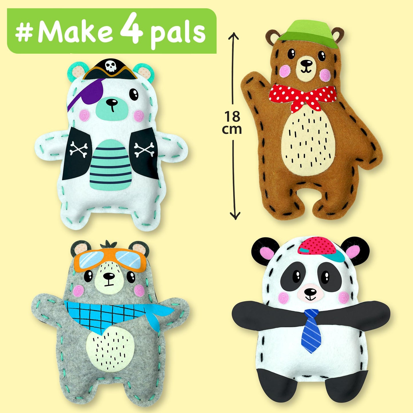 EZCRA Bear & Animal Sewing Kit for Kids 4-8 – No-Mess Felt Craft & Learn-to-Sew