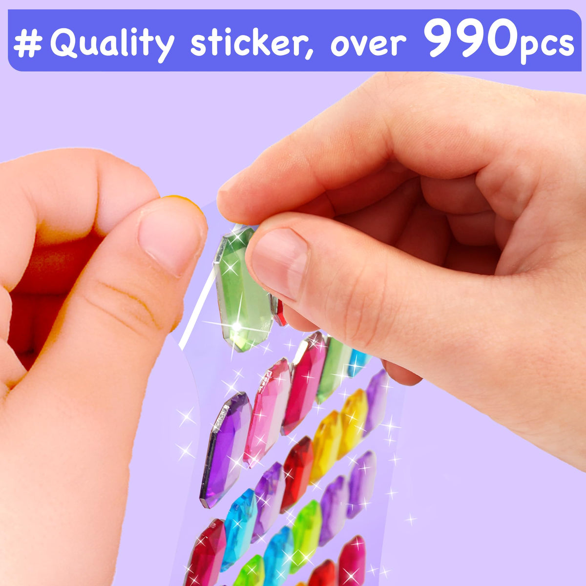 EZCRA Easy Gems Sticker Kit for Kids – 990+ Gems, 8 Unicorn Princess Themes
