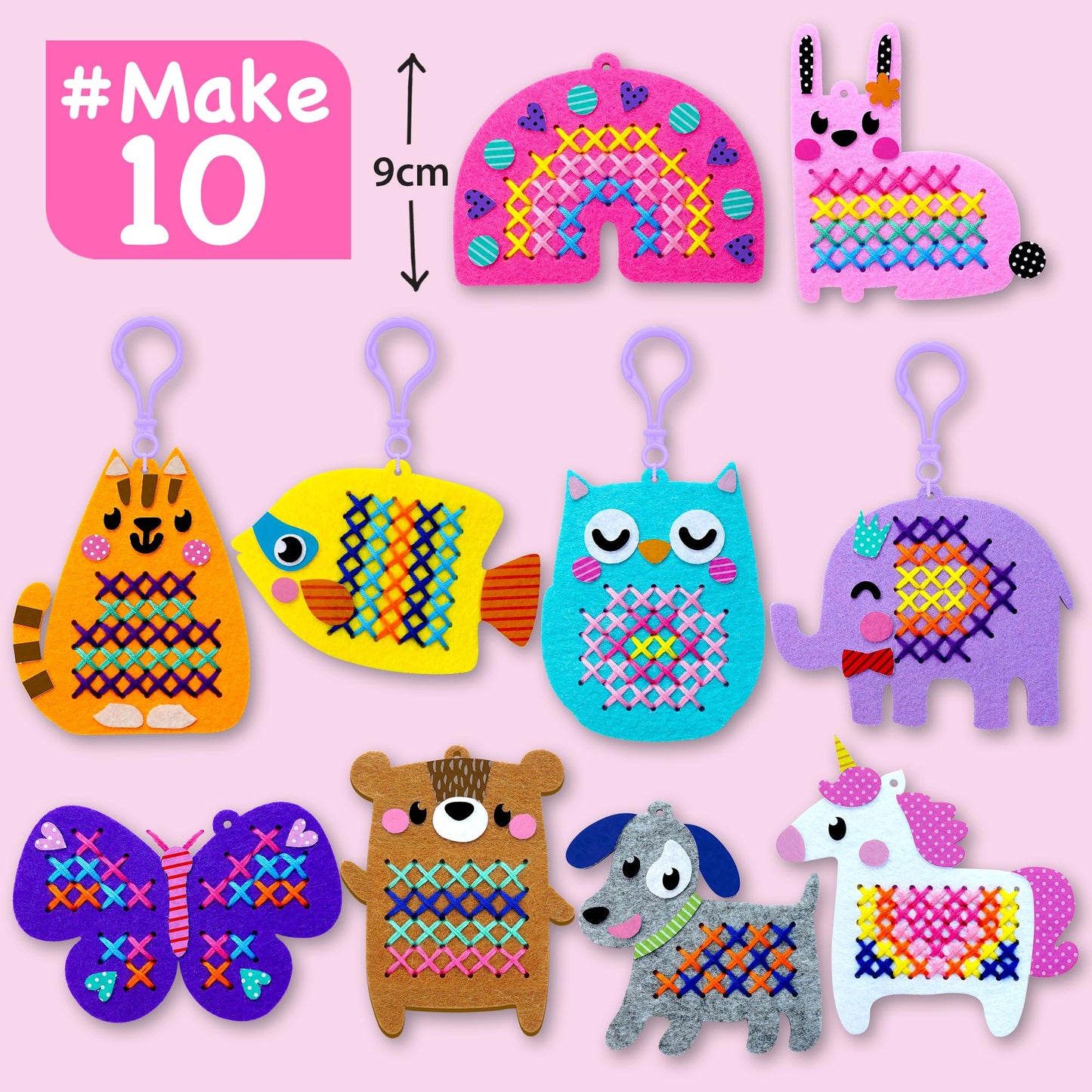 EZCRA Beginner Needlepoint Cross Stitch Kit for Kids 5-8 — Easy Embroidery Starter Set with Jumbo Needles & Pre-Printed Patterns