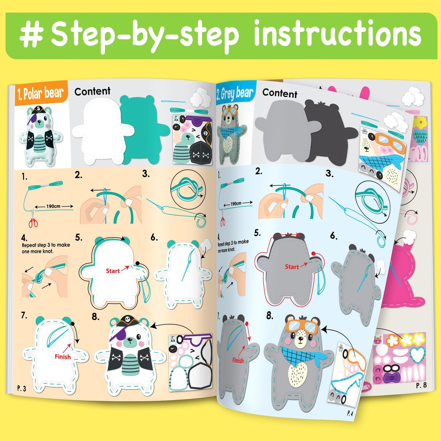 EZCRA Bear & Animal Sewing Kit for Kids 4-8 – No-Mess Felt Craft & Learn-to-Sew