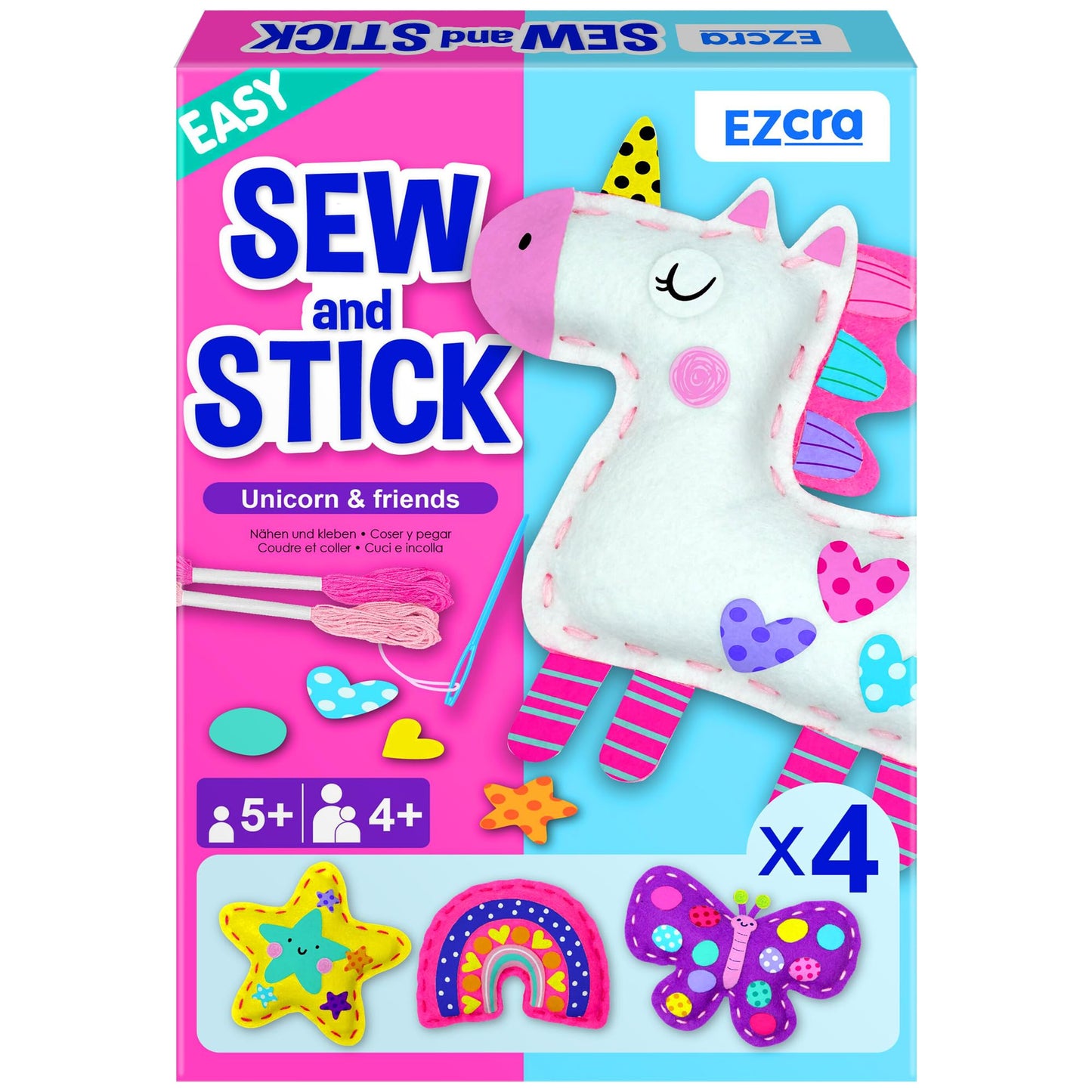 EZCRA Unicorn Sewing Kit for Kids 4-8 — 4 Easy, Mess-Free Projects