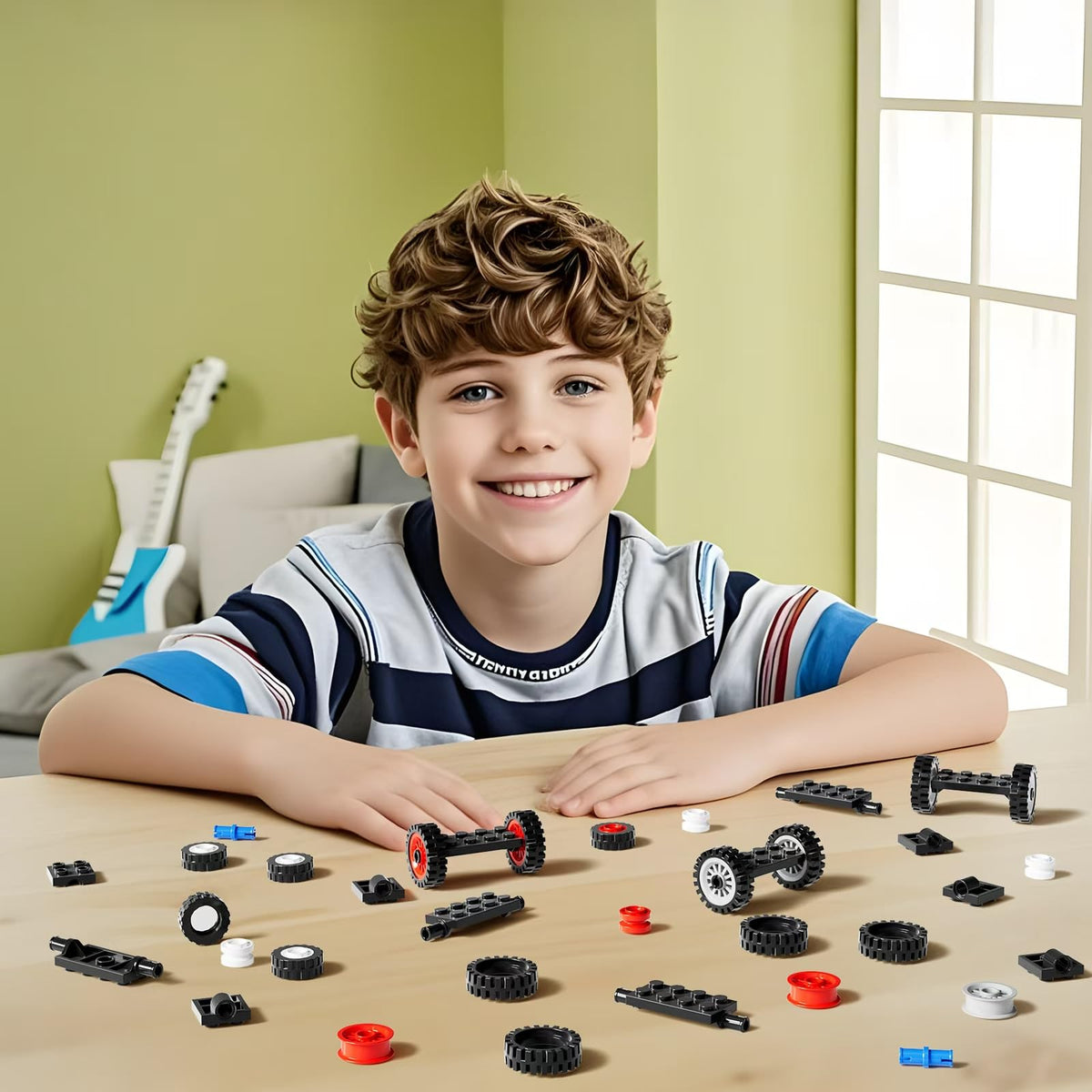 EzeepoNewma Wheels & Axles Building Kit — 98 Pcs, Lego-Compatible