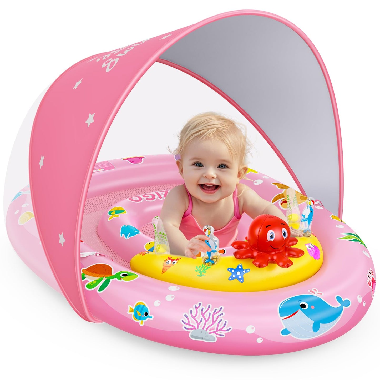 EZIGO Baby Pool Float with Canopy – UPF50+ Sun Protection & Ocean Toy Accessories