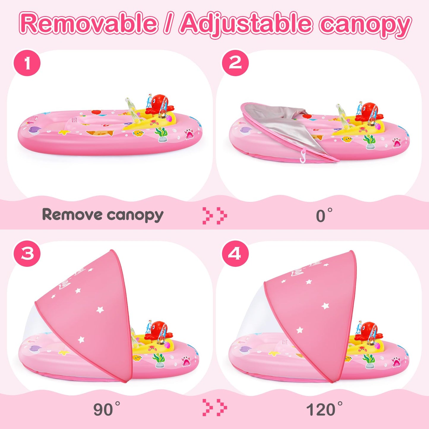 EZIGO Baby Pool Float with Canopy – UPF50+ Sun Protection & Ocean Toy Accessories