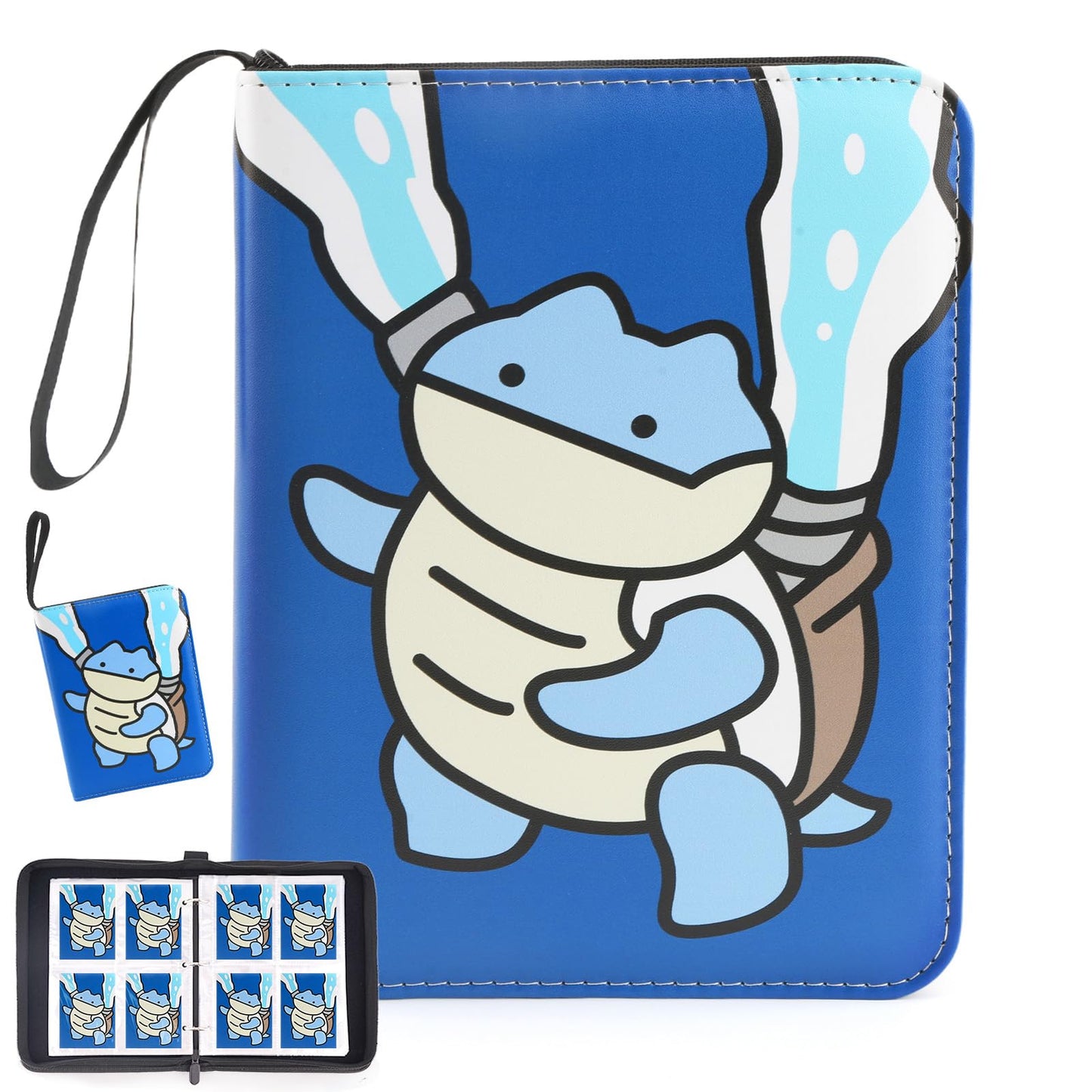 EZIYIN Collectible Card Binder – 400 Cards, 4 Pockets, PU Leather, Waterproof Zipper