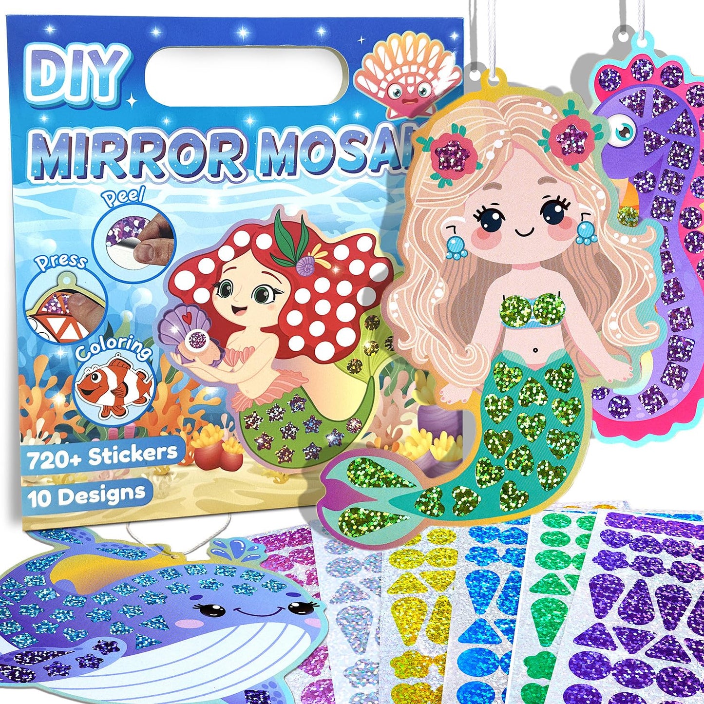 EZKITS4KIDZ DIY Mirror Mosaic Mermaid & Ocean Theme Art Set for Kids | Age 3+
